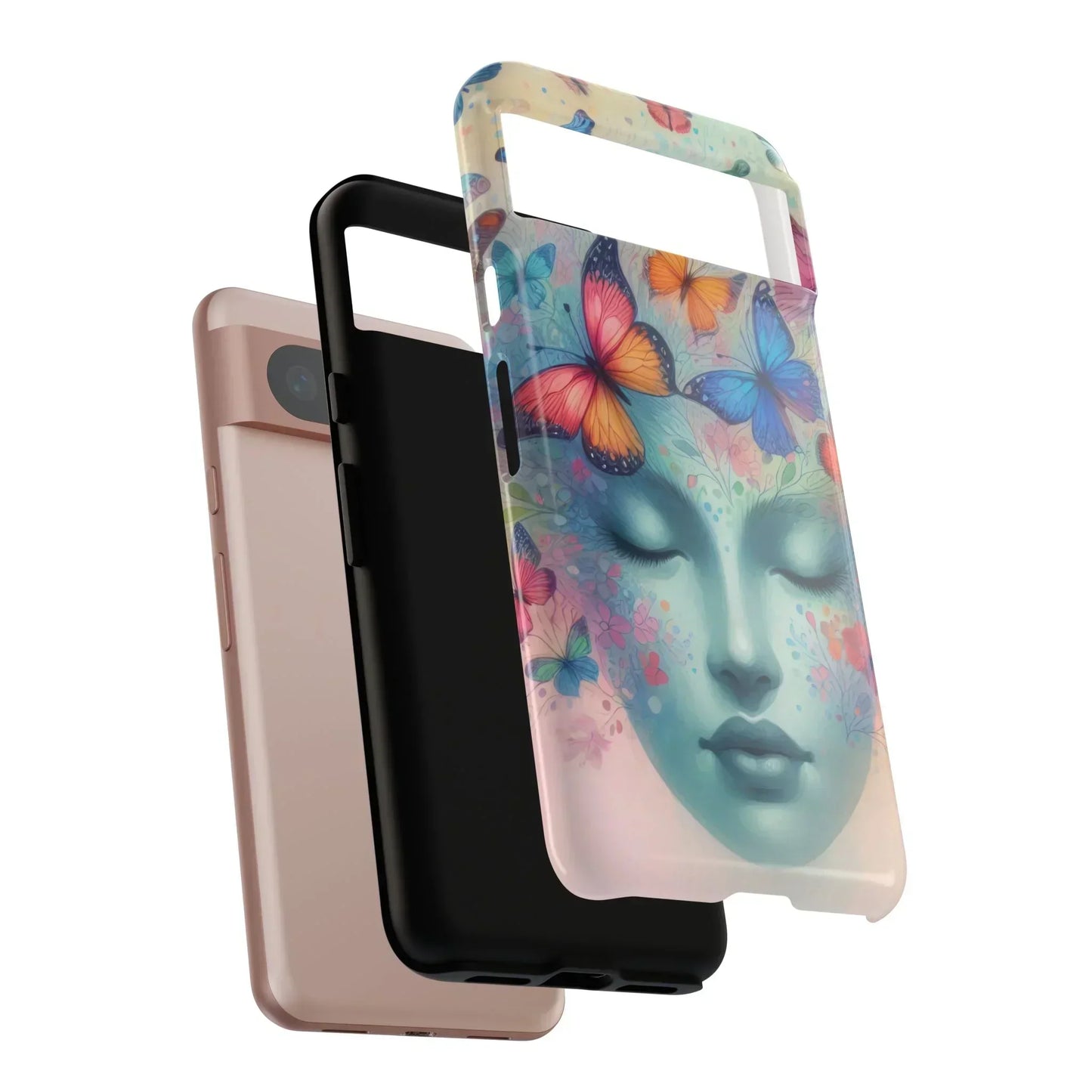 Butterfly Bloom Dreamy Woman Phone Case for Galaxy and Pixel - KarArmDesign
