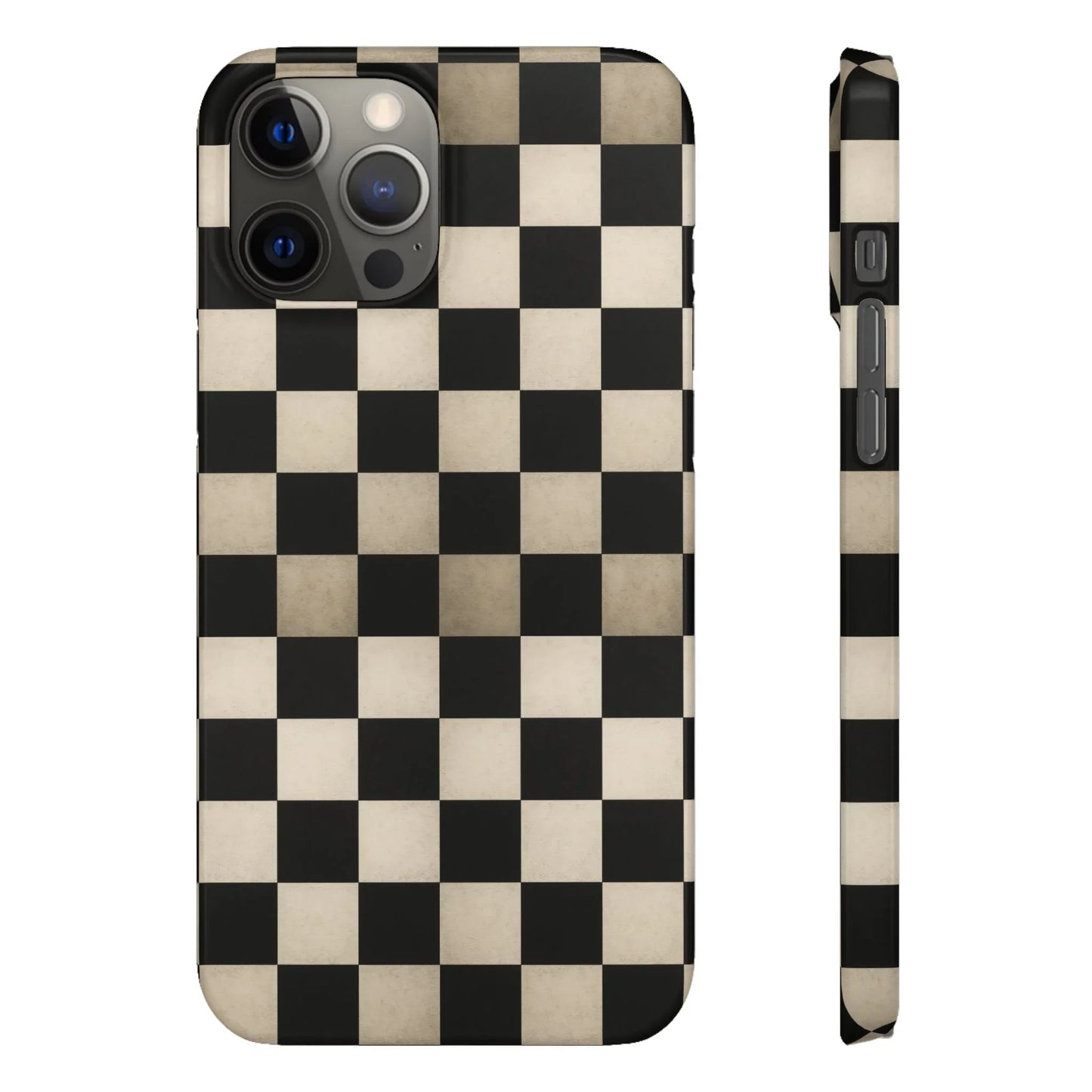 Stylish Matte Checker Phone Case for iPhone 7-16 and Samsung Galaxy S10-S24 Models - KarArmDesign