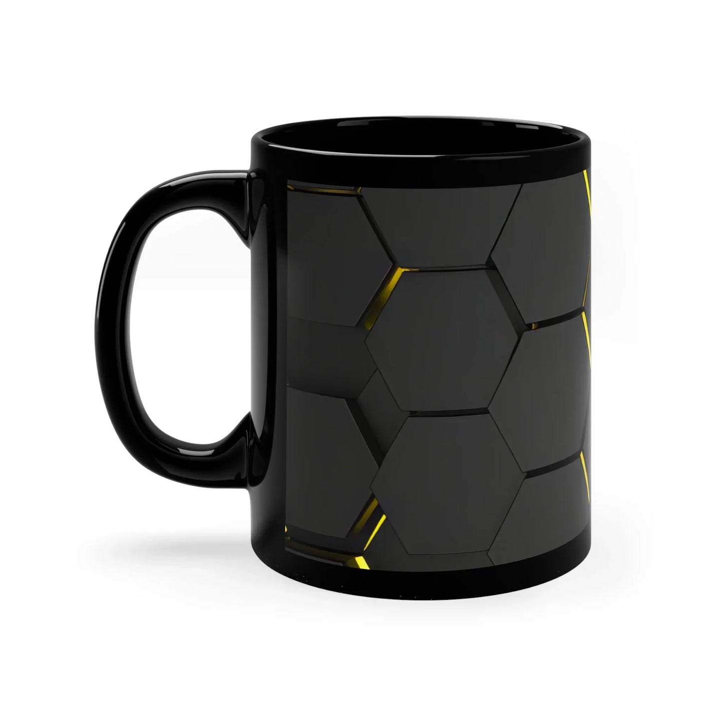 Black & Yellow Hexagonal Grid Mug – 11oz Ceramic - KarArmDesign