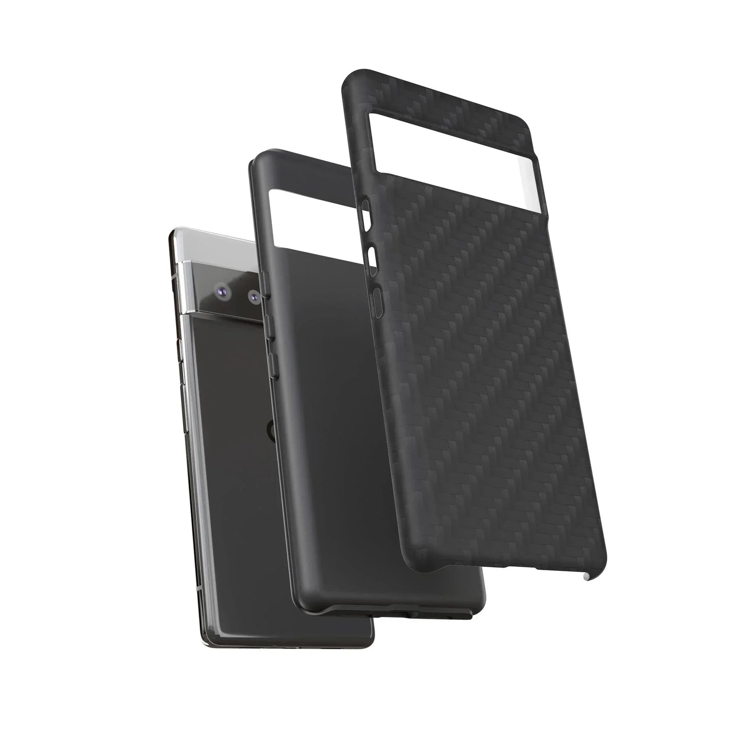 Black Carbon Phone Case Tough Case for iPhone 8-16 and Google Pixel up to 9 Models - KarArmDesign