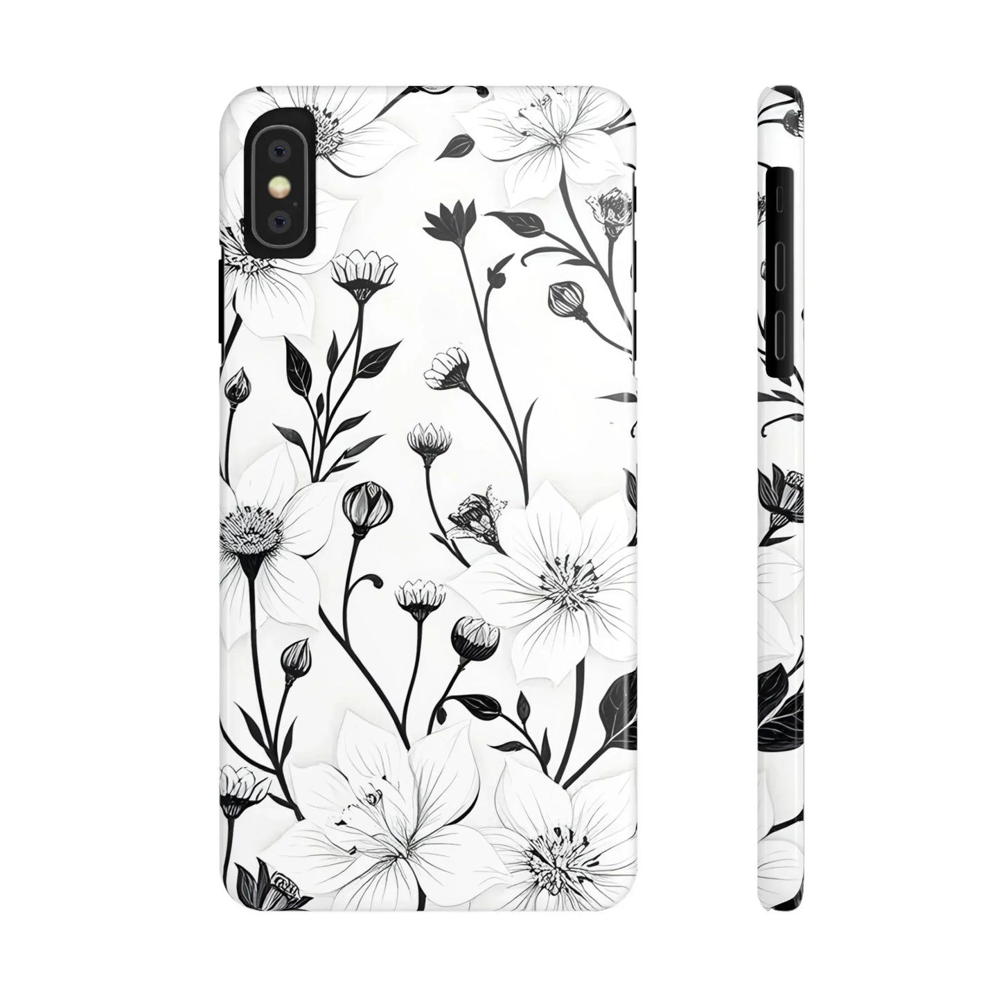 Monochrome Bloom Slim Floral Phone Case for iPhone 7-16 Models - KarArmDesign