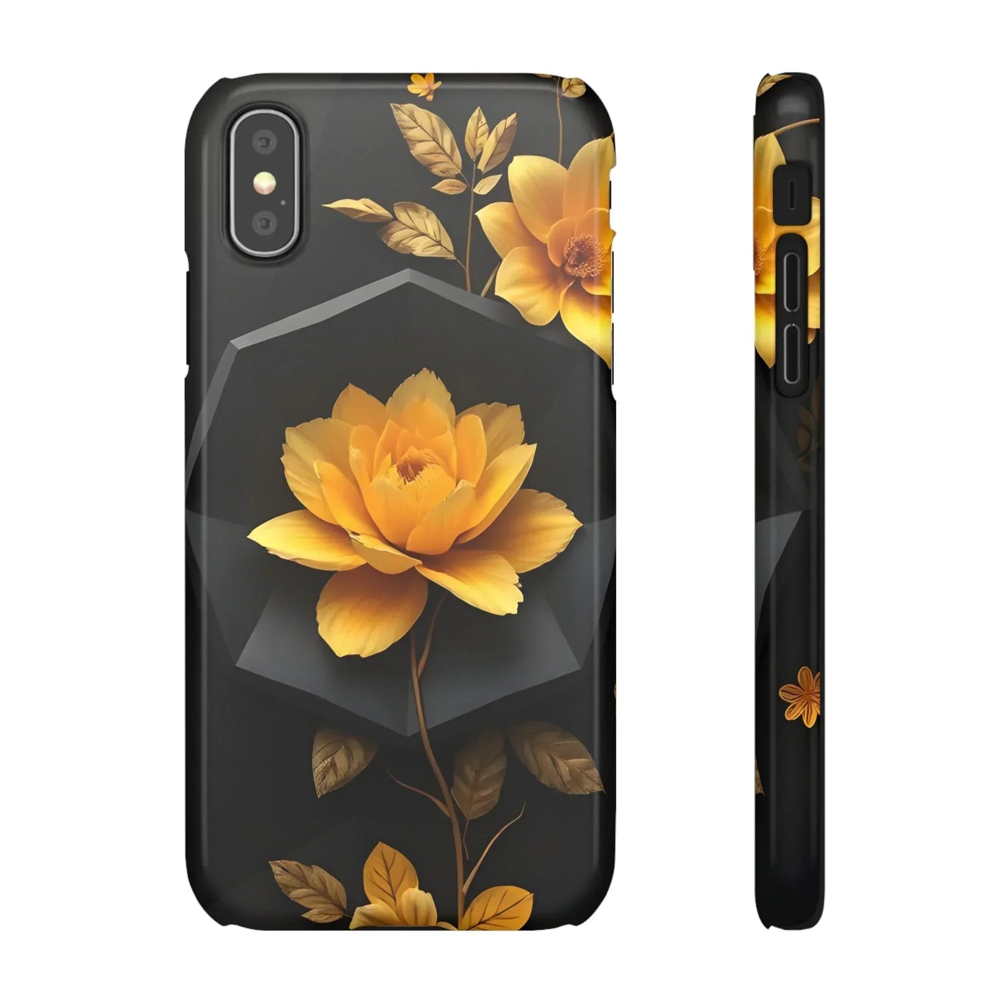 Yellow Floral Phone Case for iPhone 7-16 and Samsung Galaxy S10-S24 Models - KarArmDesign