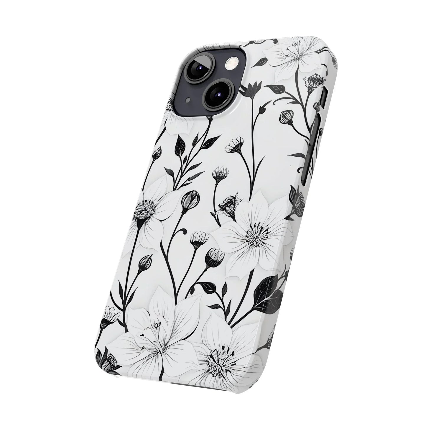 Monochrome Bloom Slim Floral Phone Case for iPhone 7-16 Models - KarArmDesign