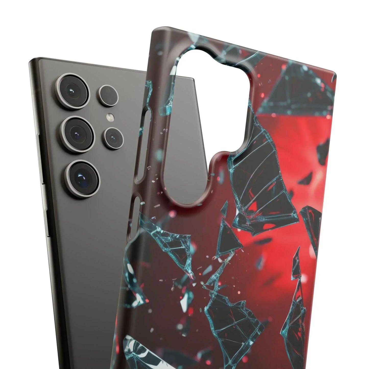 "Crimson Impact" Realistic Glass Shard Snap Phone Case for iPhone 7-16 and Samsung Galaxy S10-S24 Models - KarArmDesign