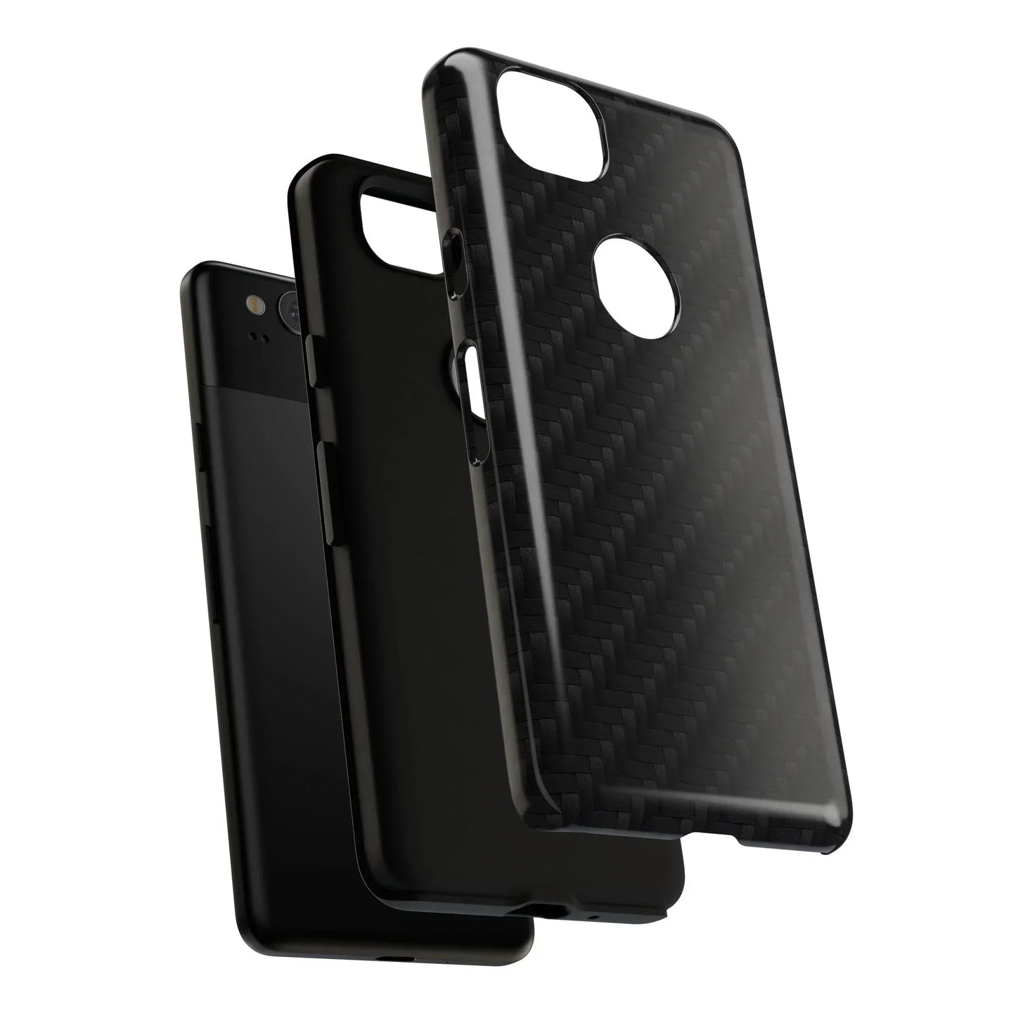 Black Carbon Phone Case Tough Case for iPhone 8-16 and Google Pixel up to 9 Models - KarArmDesign