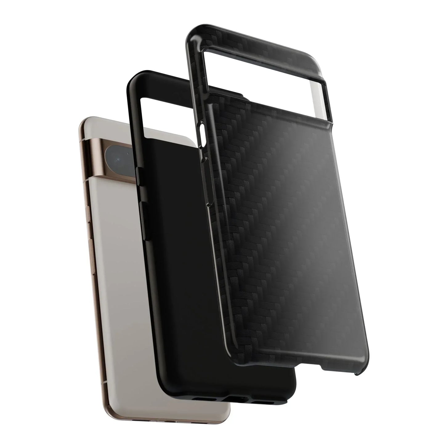 Black Carbon Phone Case Tough Case for iPhone 8-16 and Google Pixel up to 9 Models - KarArmDesign