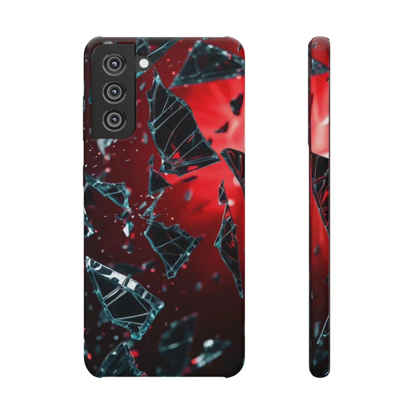 "Crimson Impact" Realistic Glass Shard Snap Phone Case for iPhone 7-16 and Samsung Galaxy S10-S24 Models - KarArmDesign