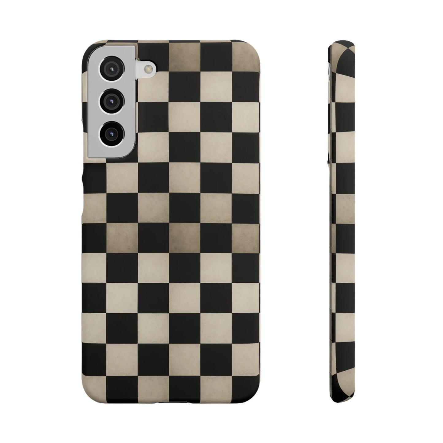 Stylish Matte Checker Phone Case for iPhone 7-16 and Samsung Galaxy S10-S24 Models - KarArmDesign