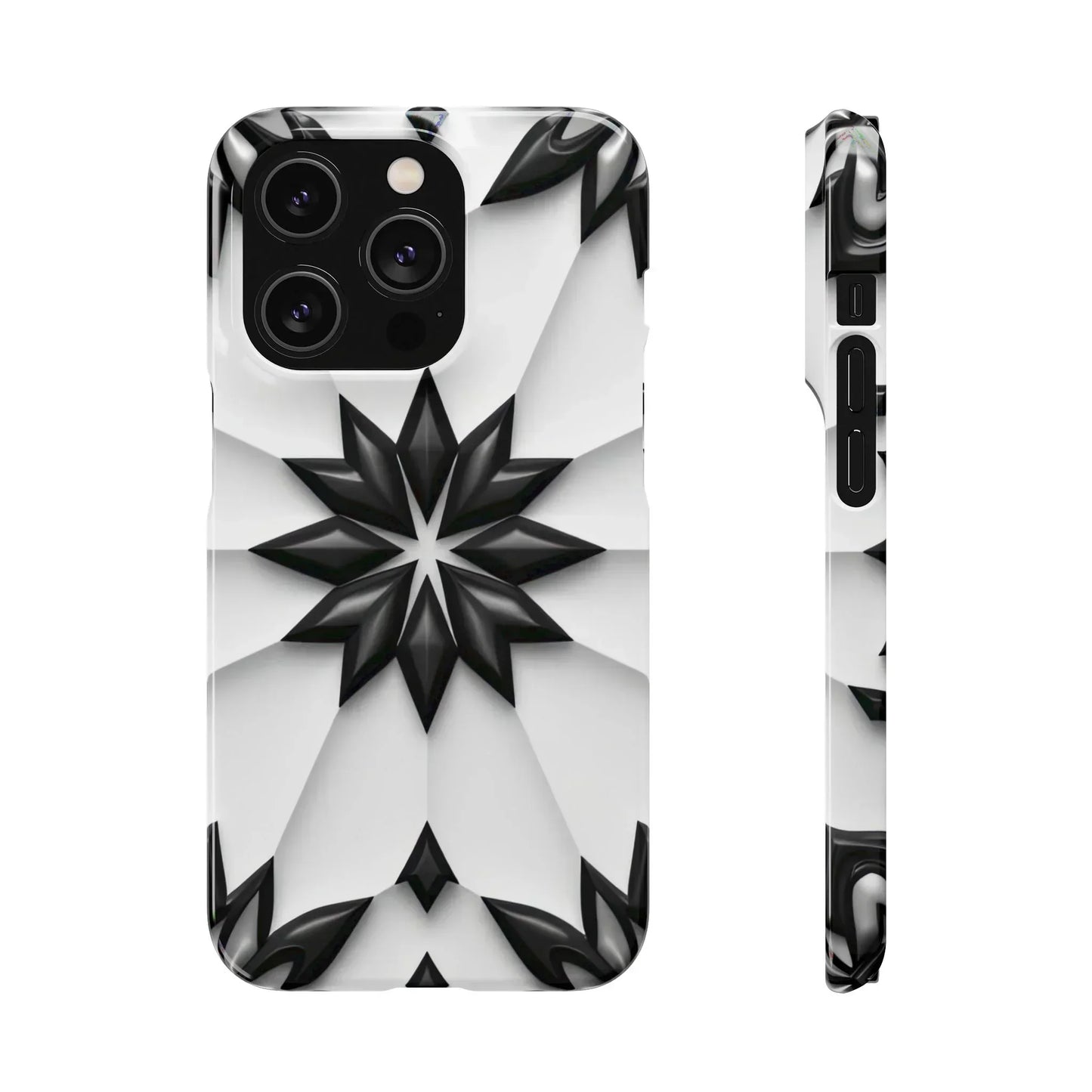 Black and White Geometric Floral Phone Case for iPhone and Samsung Galaxy - KarArmDesign