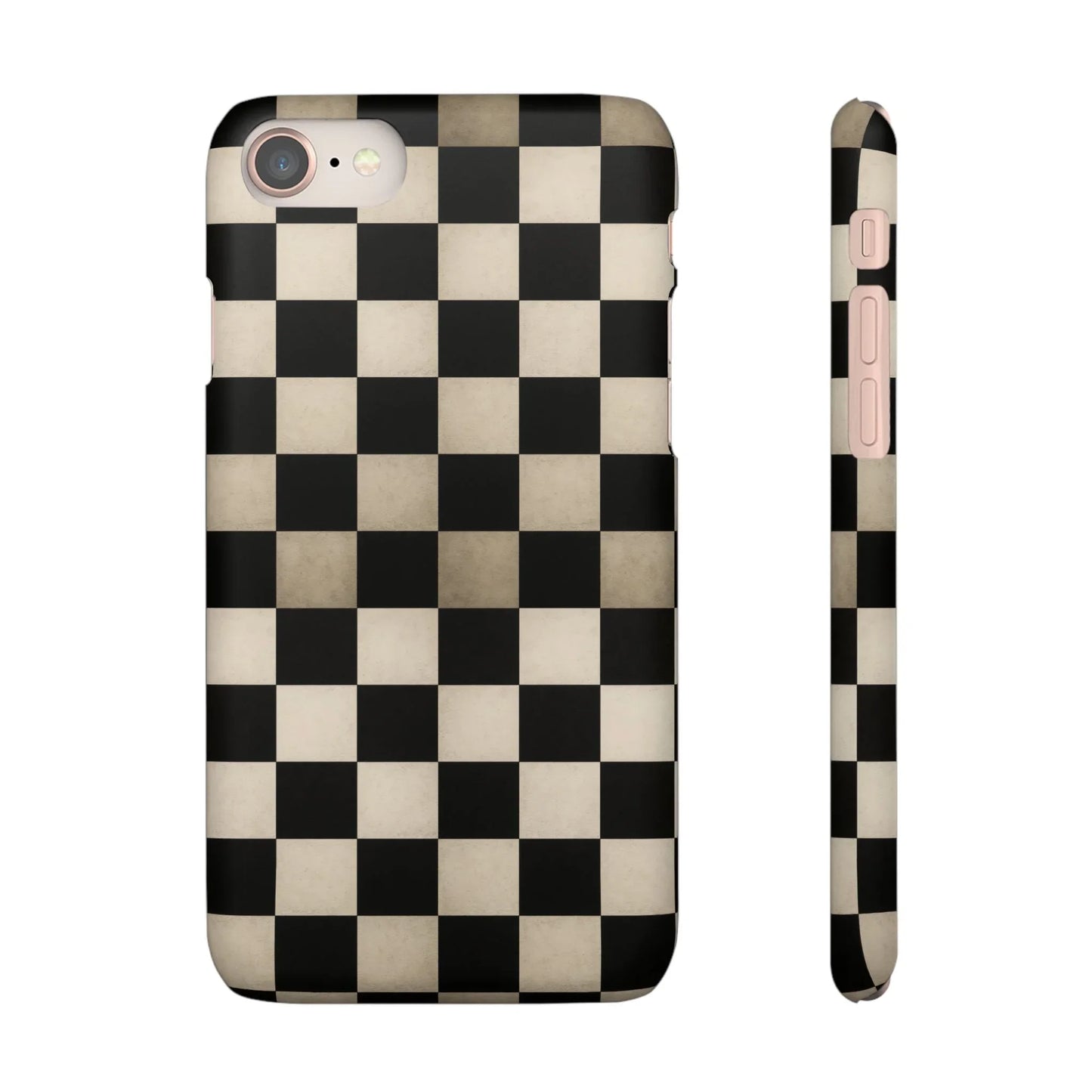 Stylish Matte Checker Phone Case for iPhone 7-16 and Samsung Galaxy S10-S24 Models - KarArmDesign
