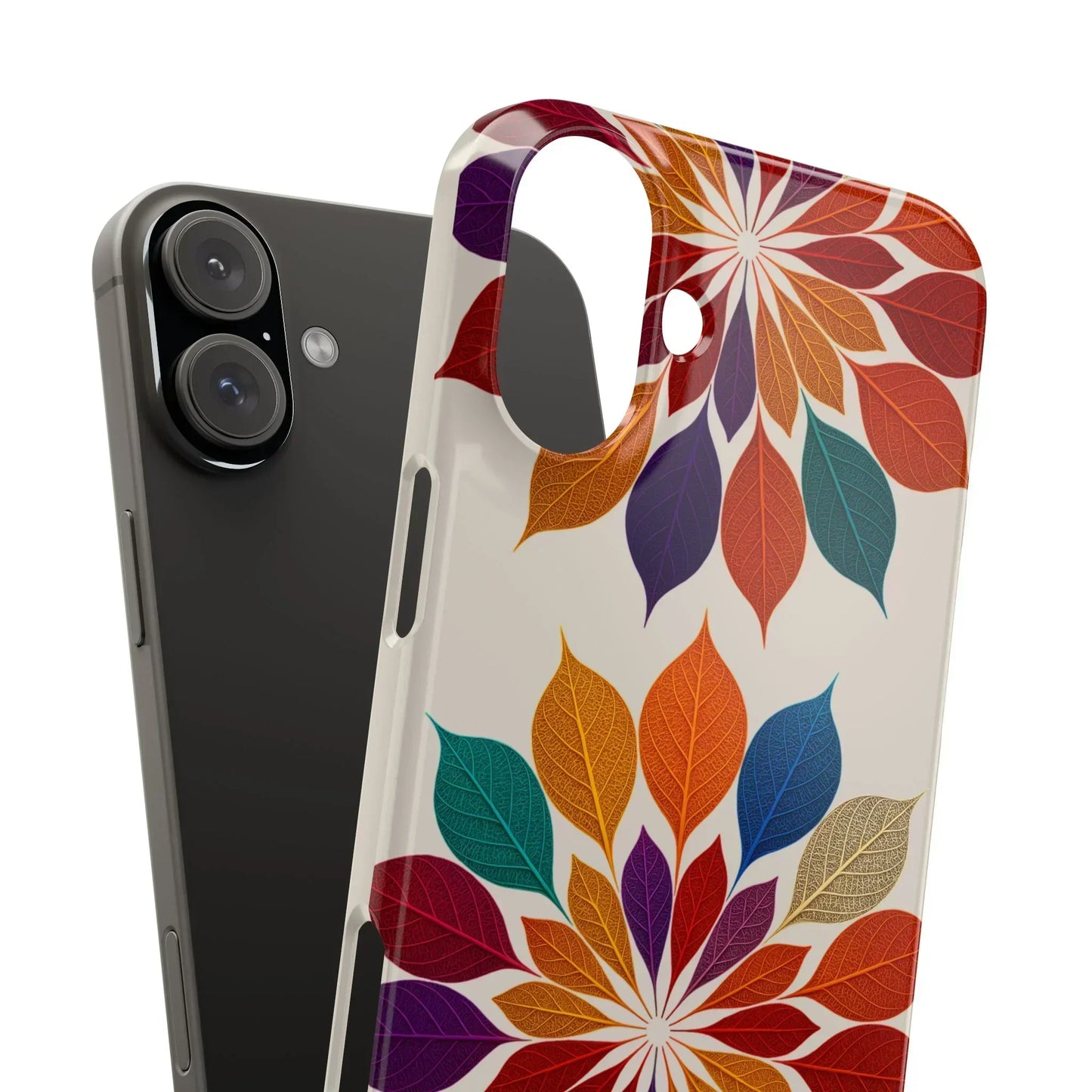 Leaf Mandala Botanical Burst Design Slim Phone Case for iPhone 7-16 Models - KarArmDesign