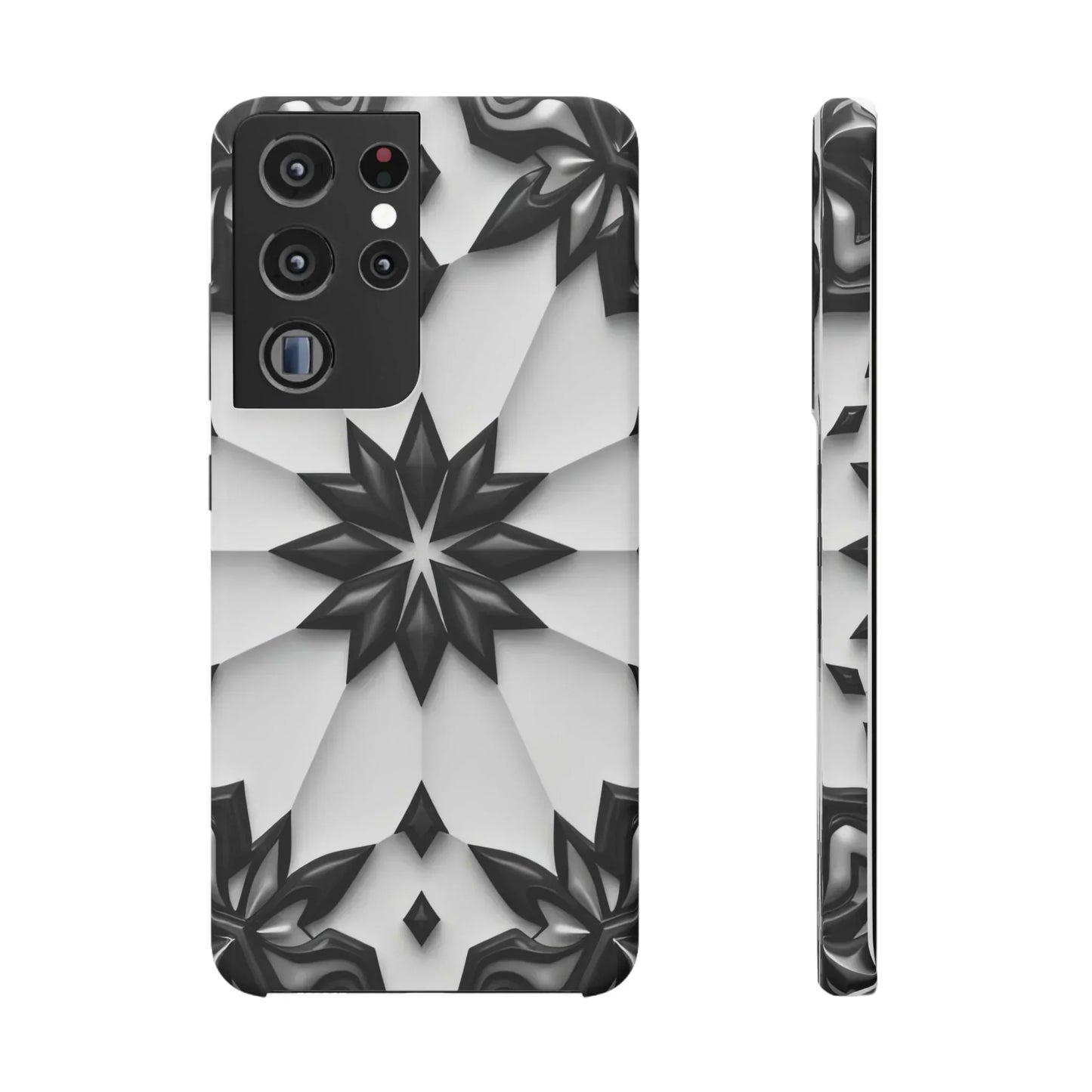Black and White Geometric Floral Phone Case for iPhone and Samsung Galaxy - KarArmDesign