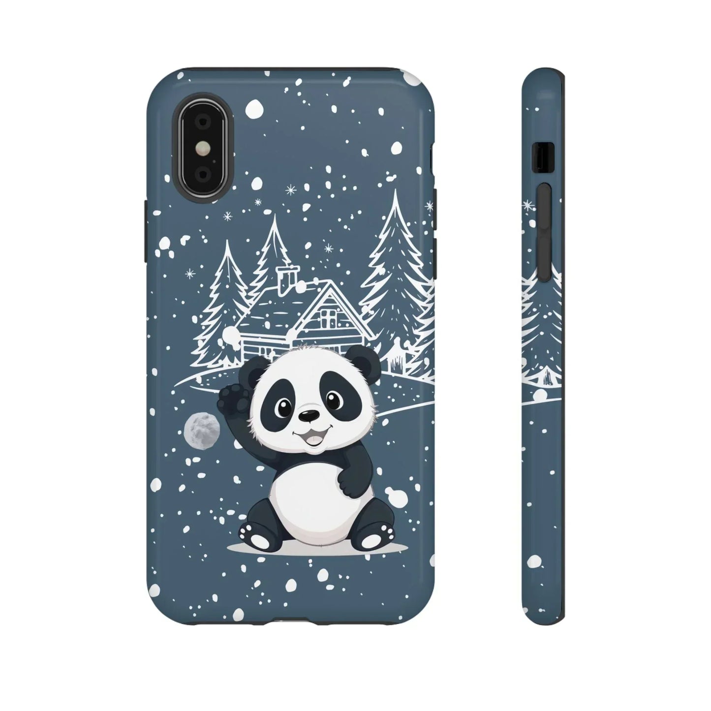 Cute Panda in a Winter Wonderland Phone Case for iPhone 8-16 Models - KarArmDesign