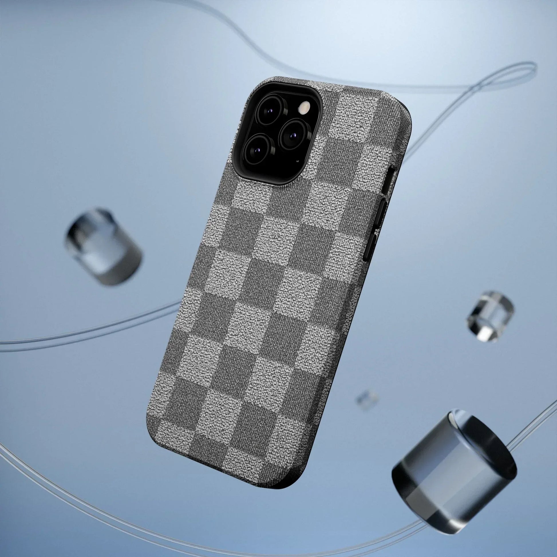 Gray Checkered Phone Case for iPhone 12-16 and Galaxy S21-S22 Models - KarArmDesign