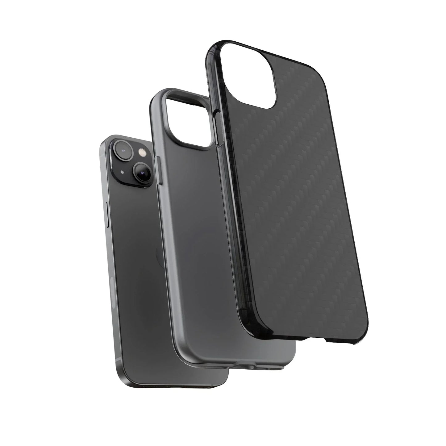 Black Carbon Phone Case Tough Case for iPhone 8-16 and Google Pixel up to 9 Models - KarArmDesign