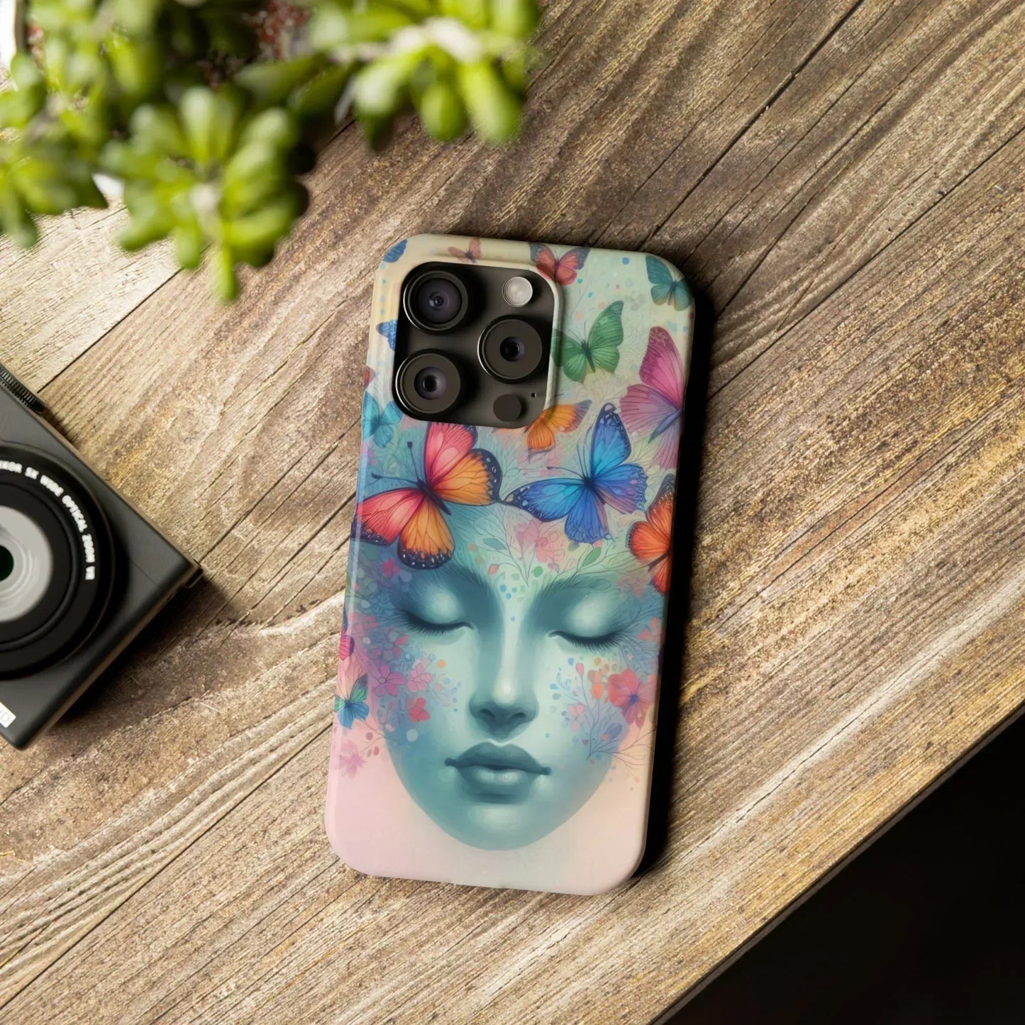 Butterfly Bloom Dreamy Woman with Closed Eyes Tough Phone Case for iPhone - KarArmDesign