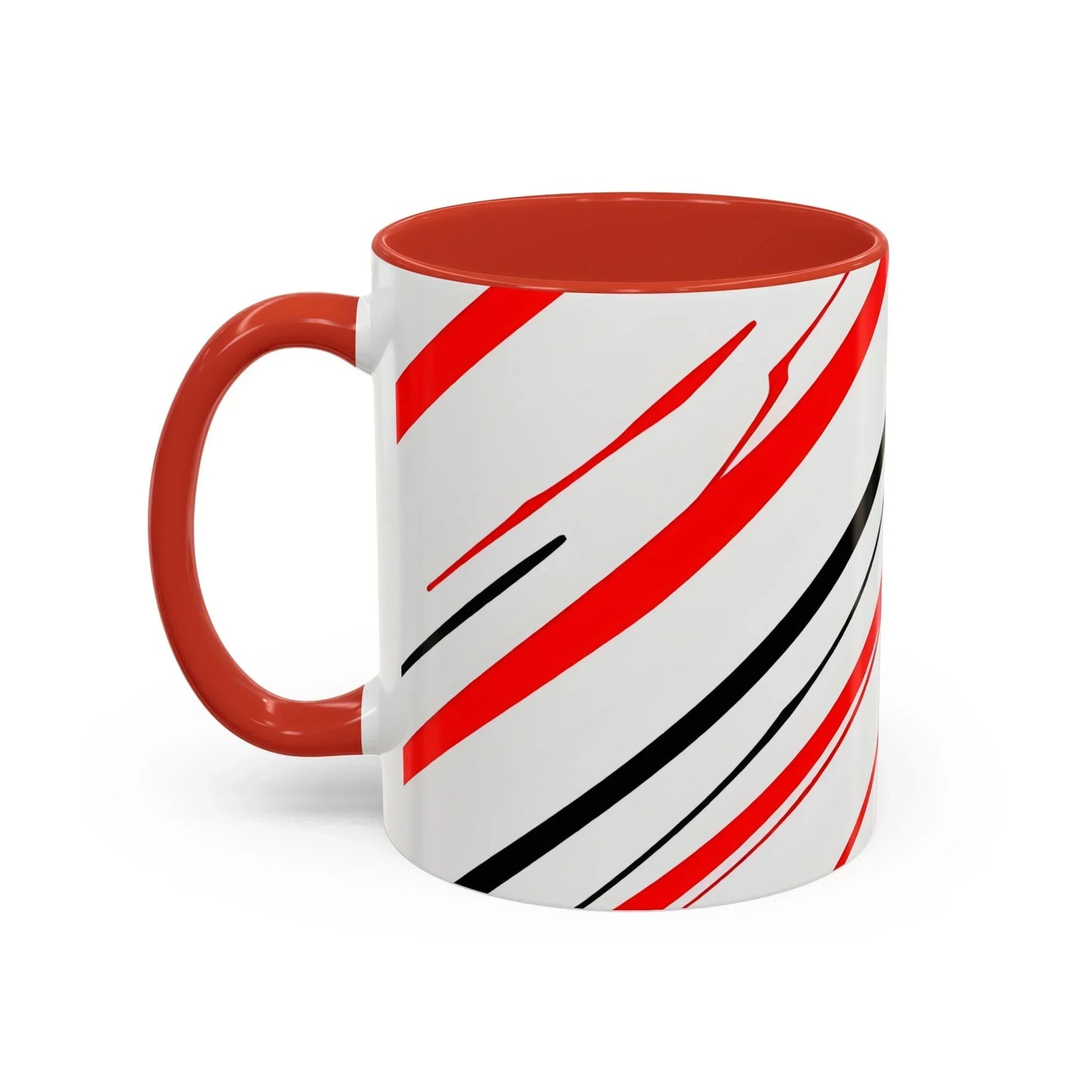 Bold Elegance – Red & Black Swirl Accent Coffee Mug - KarArmDesign