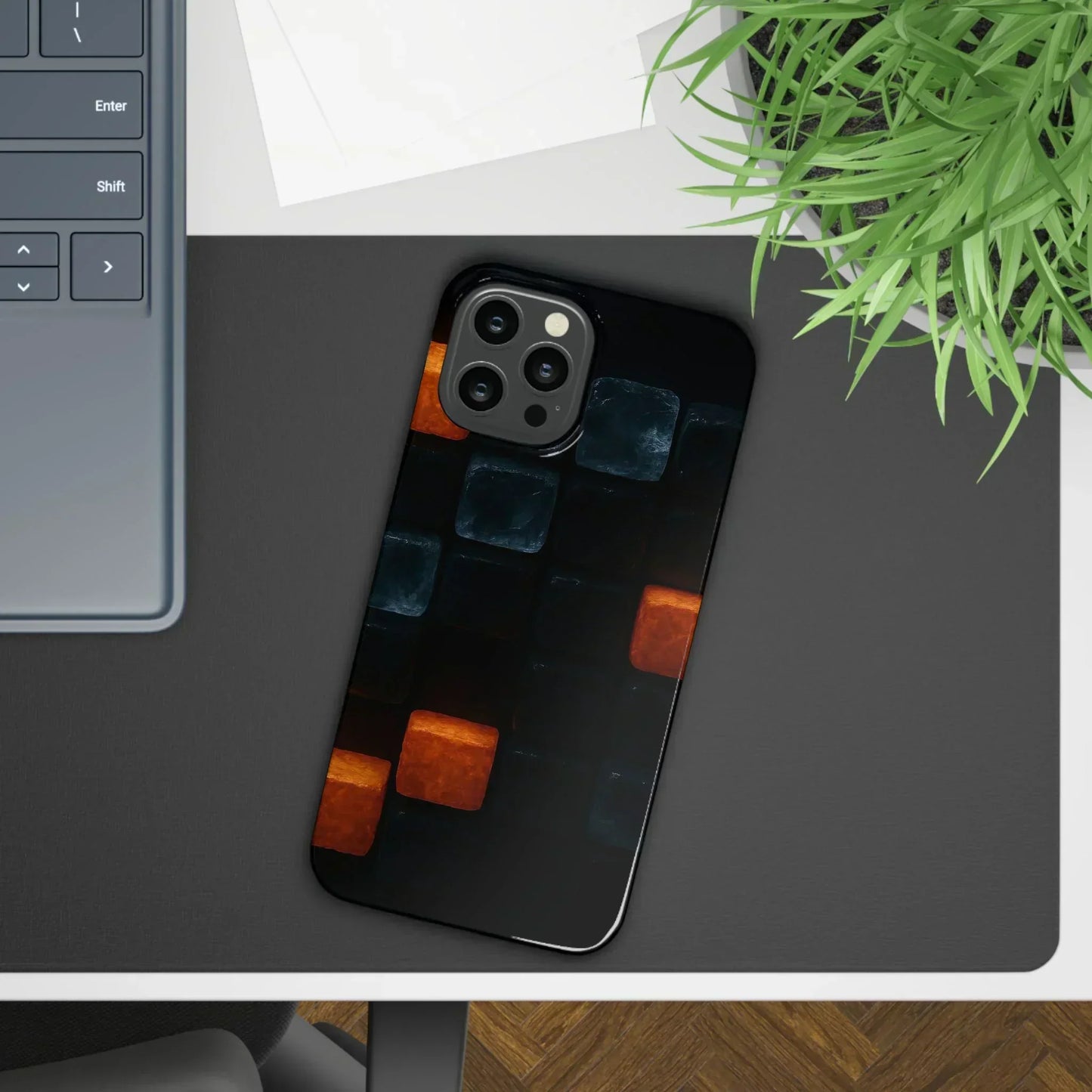 Blue Geometric Phone Case for iPhone 12-16 Models - KarArmDesign