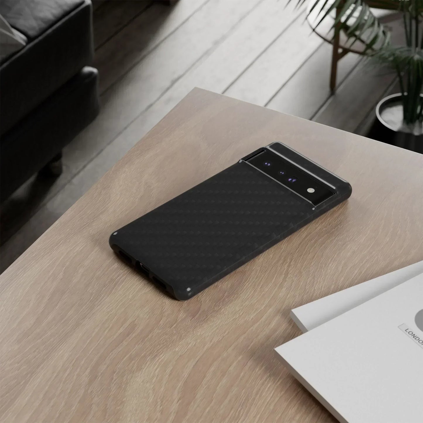 Black Carbon Phone Case Tough Case for iPhone 8-16 and Google Pixel up to 9 Models - KarArmDesign