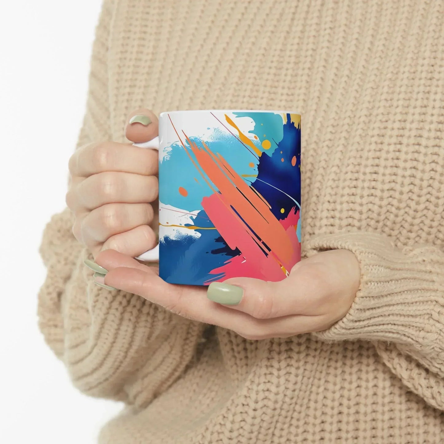 Vibrant Expression — Abstract Art Ceramic Mug (11oz, 15oz) - KarArmDesign