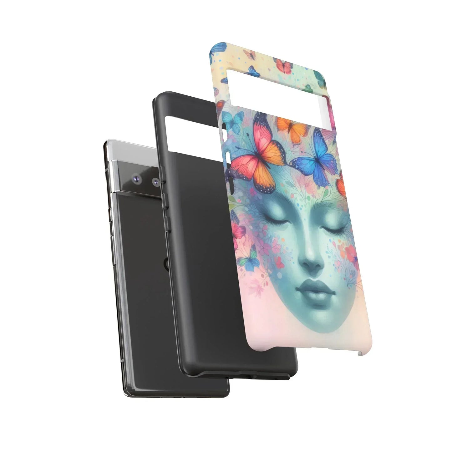 Butterfly Bloom Dreamy Woman Phone Case for Galaxy and Pixel - KarArmDesign