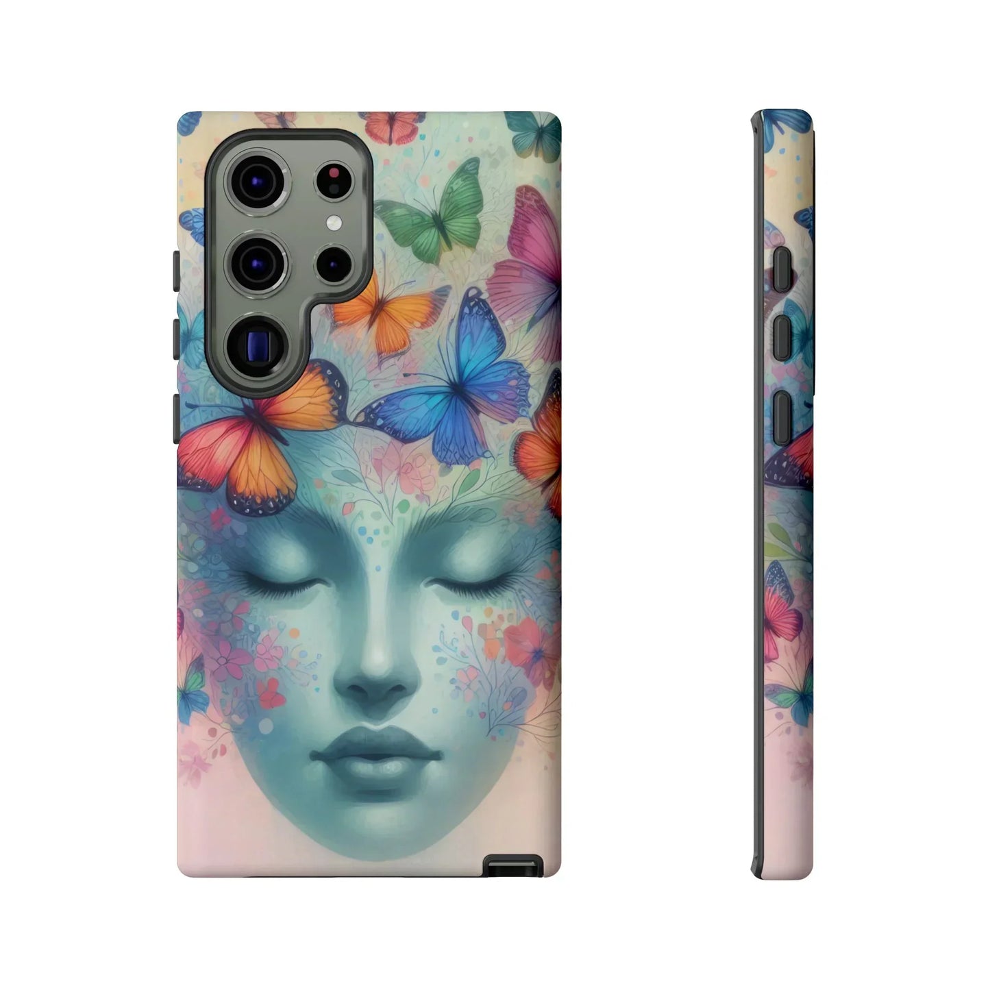 Butterfly Bloom Dreamy Woman Phone Case for Galaxy and Pixel - KarArmDesign