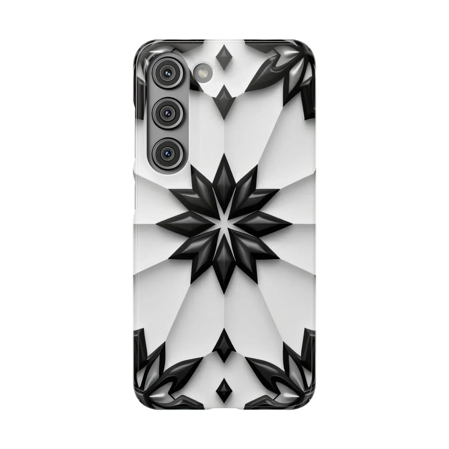 Black and White Geometric Floral Phone Case for iPhone and Samsung Galaxy - KarArmDesign