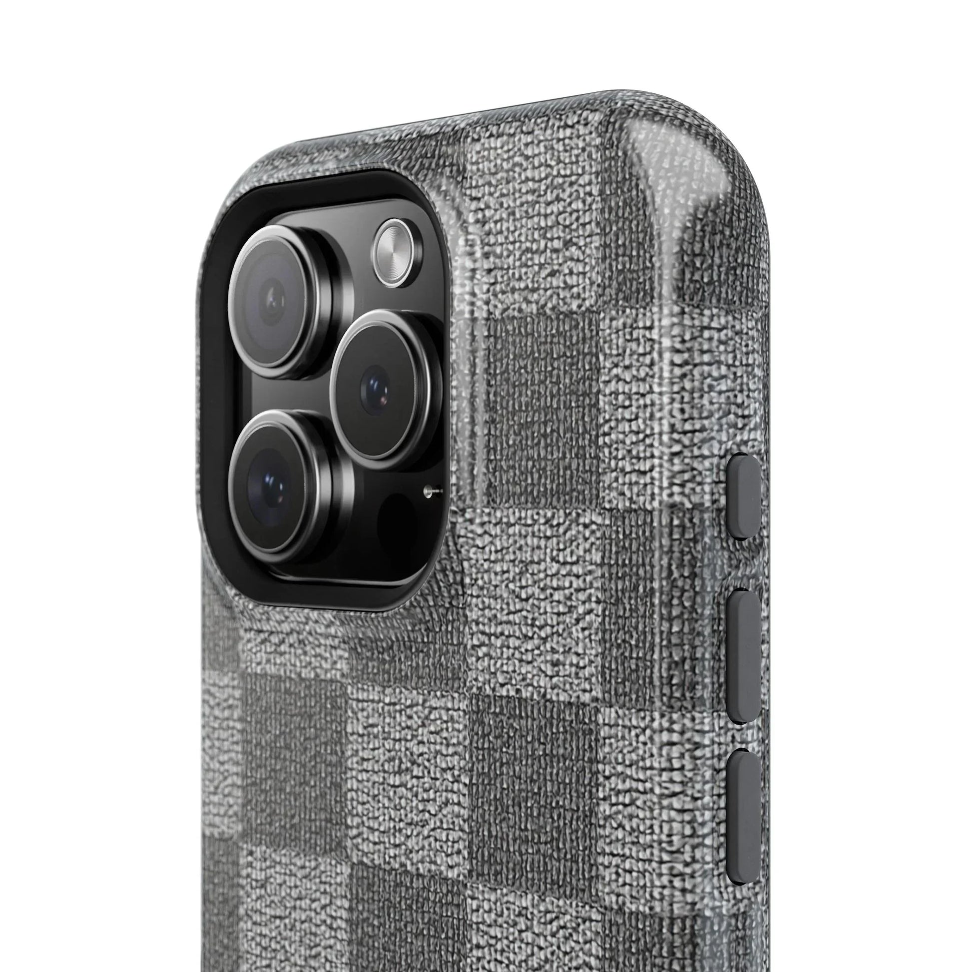Gray Checkered Phone Case for iPhone 12-16 and Galaxy S21-S22 Models - KarArmDesign