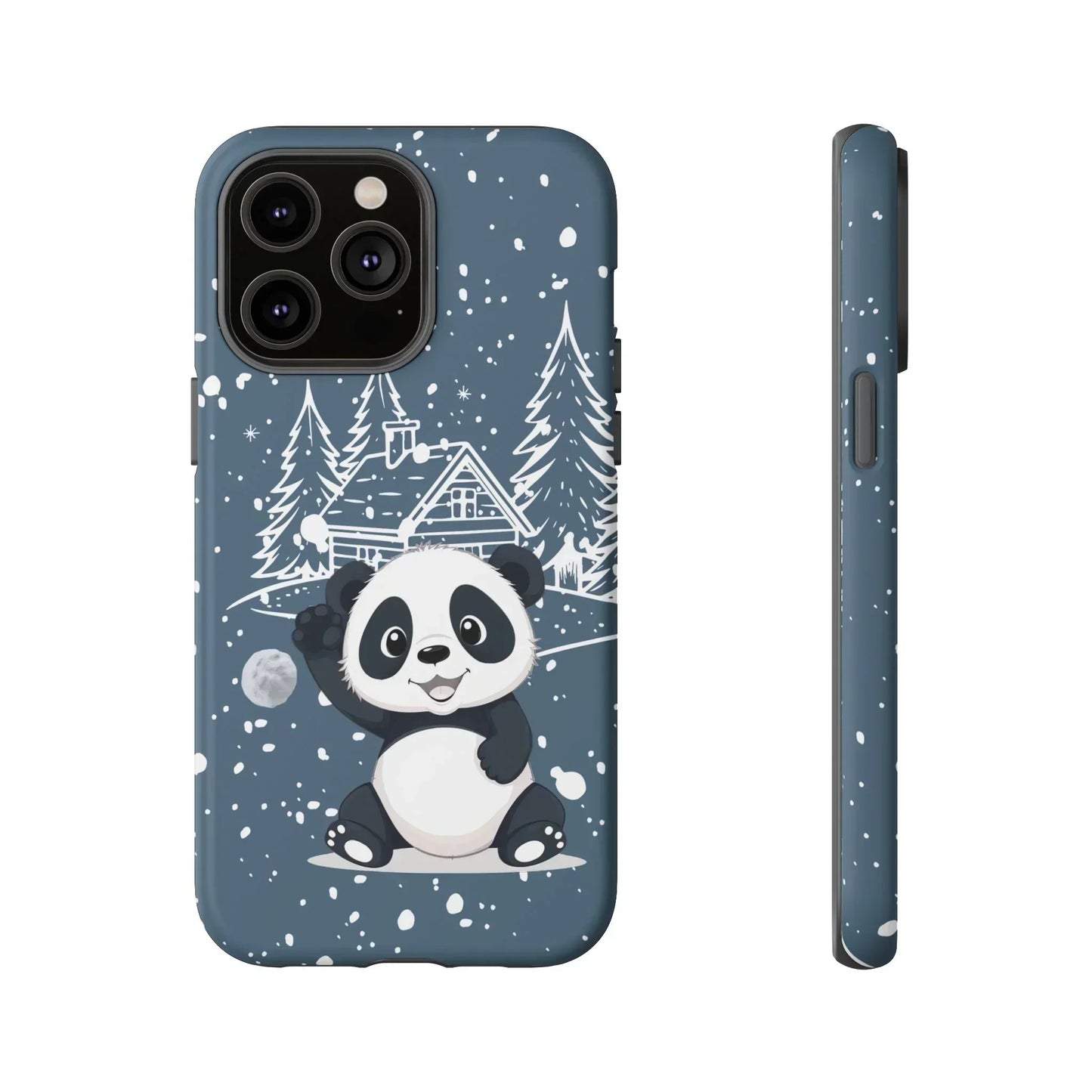 Cute Panda in a Winter Wonderland Phone Case for iPhone 8-16 Models - KarArmDesign
