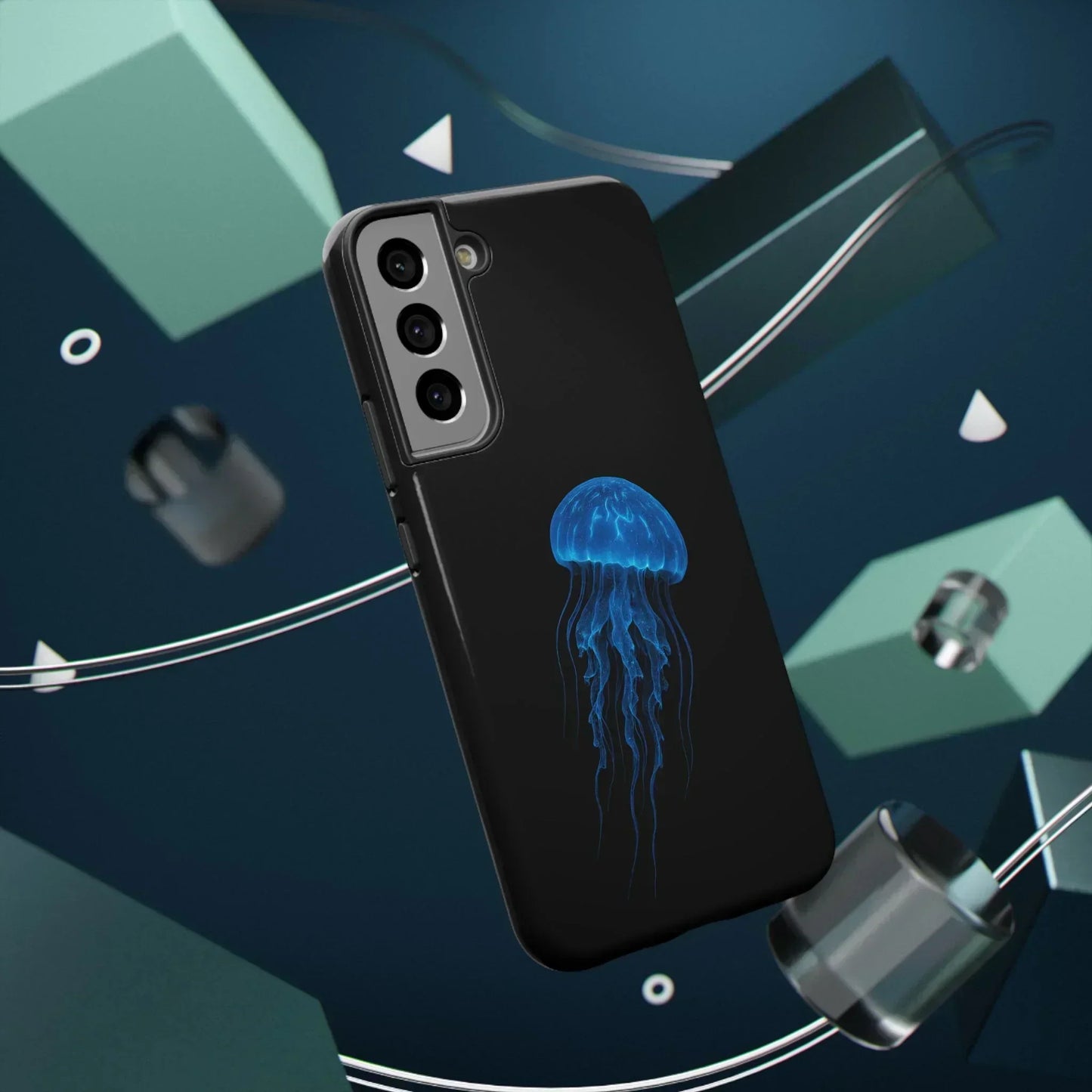 Blue Jellyfish Phone Case for iPhone 12-16 and Samsung Galaxy S21-S22 Models - KarArmDesign