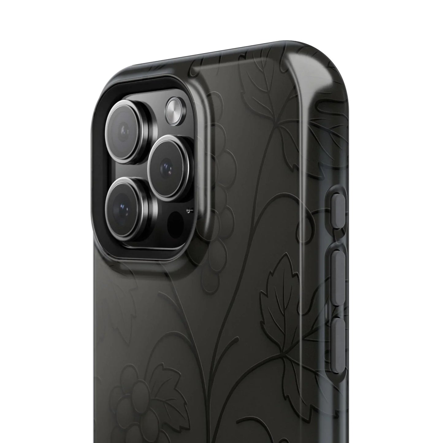Elegant Embossed Grape Leaf Black Phone Case for iPhone and Galaxy - KarArmDesign