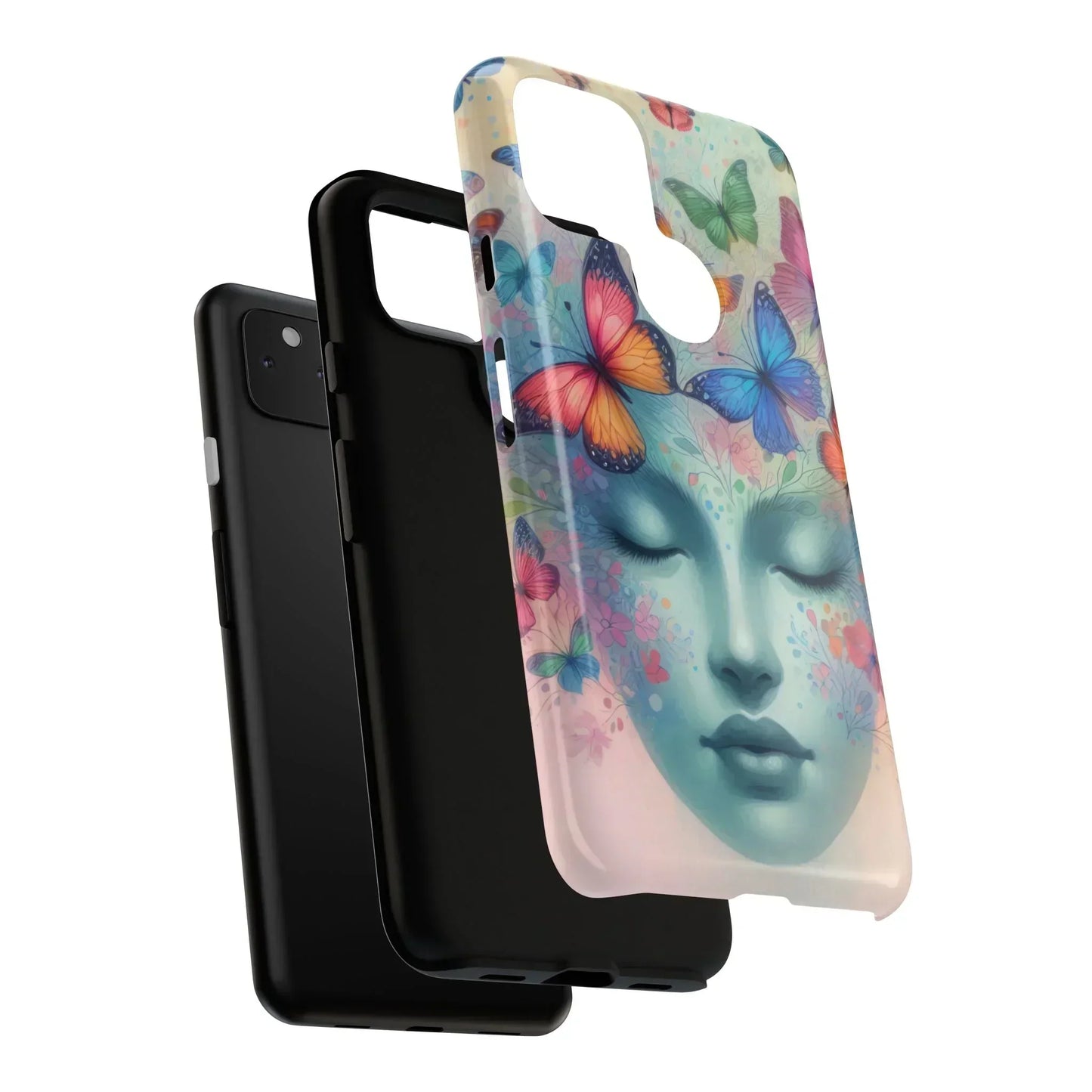 Butterfly Bloom Dreamy Woman Phone Case for Galaxy and Pixel - KarArmDesign