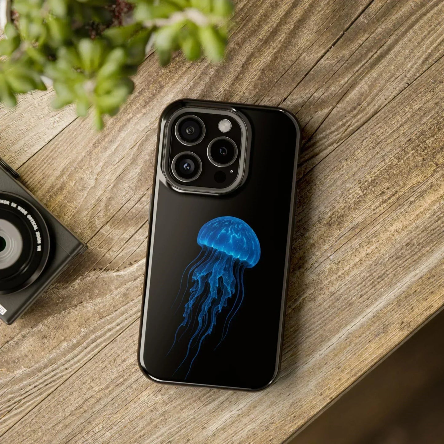 Blue Jellyfish Phone Case for iPhone 12-16 and Samsung Galaxy S21-S22 Models - KarArmDesign