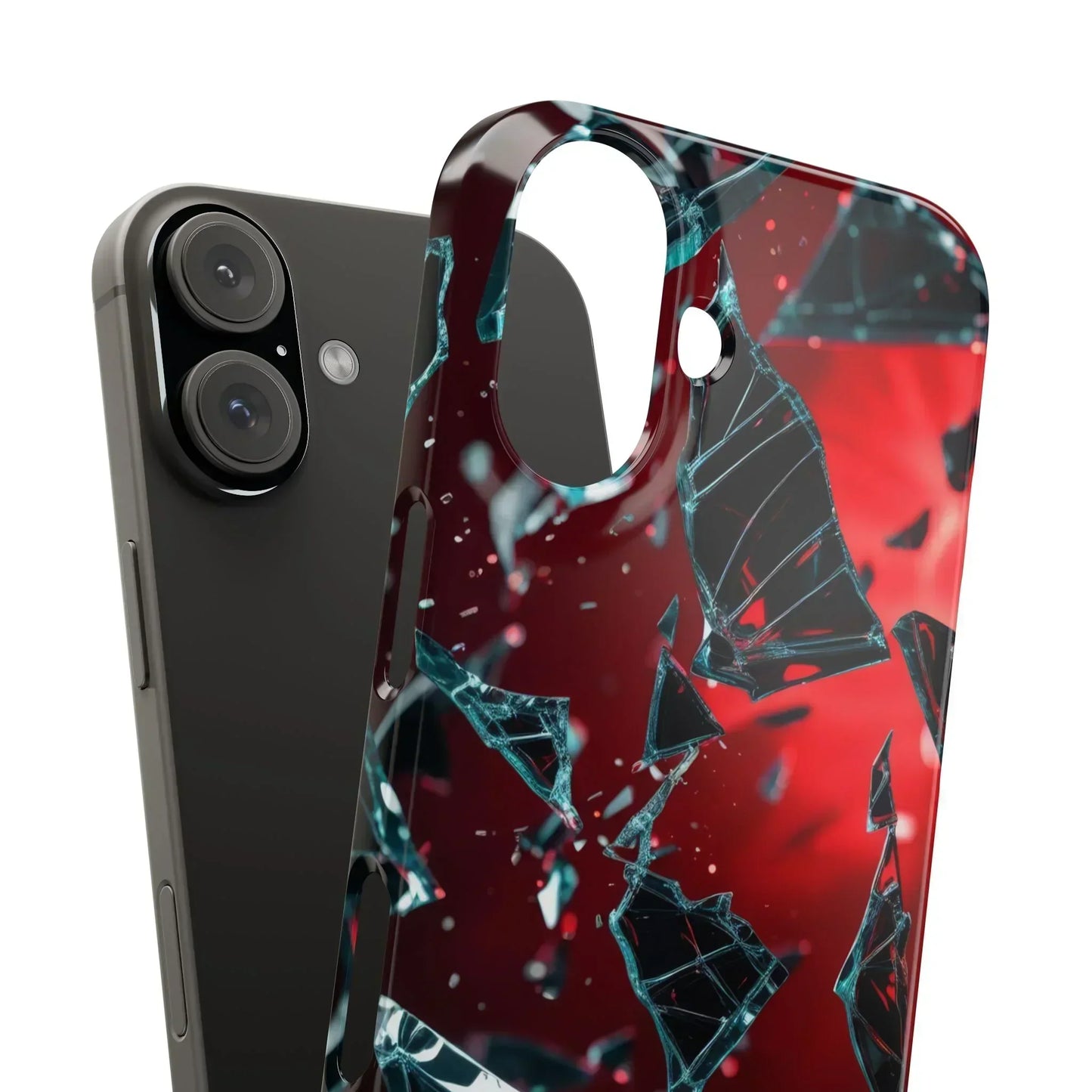 "Crimson Impact" Realistic Glass Shard Snap Phone Case for iPhone 7-16 and Samsung Galaxy S10-S24 Models - KarArmDesign