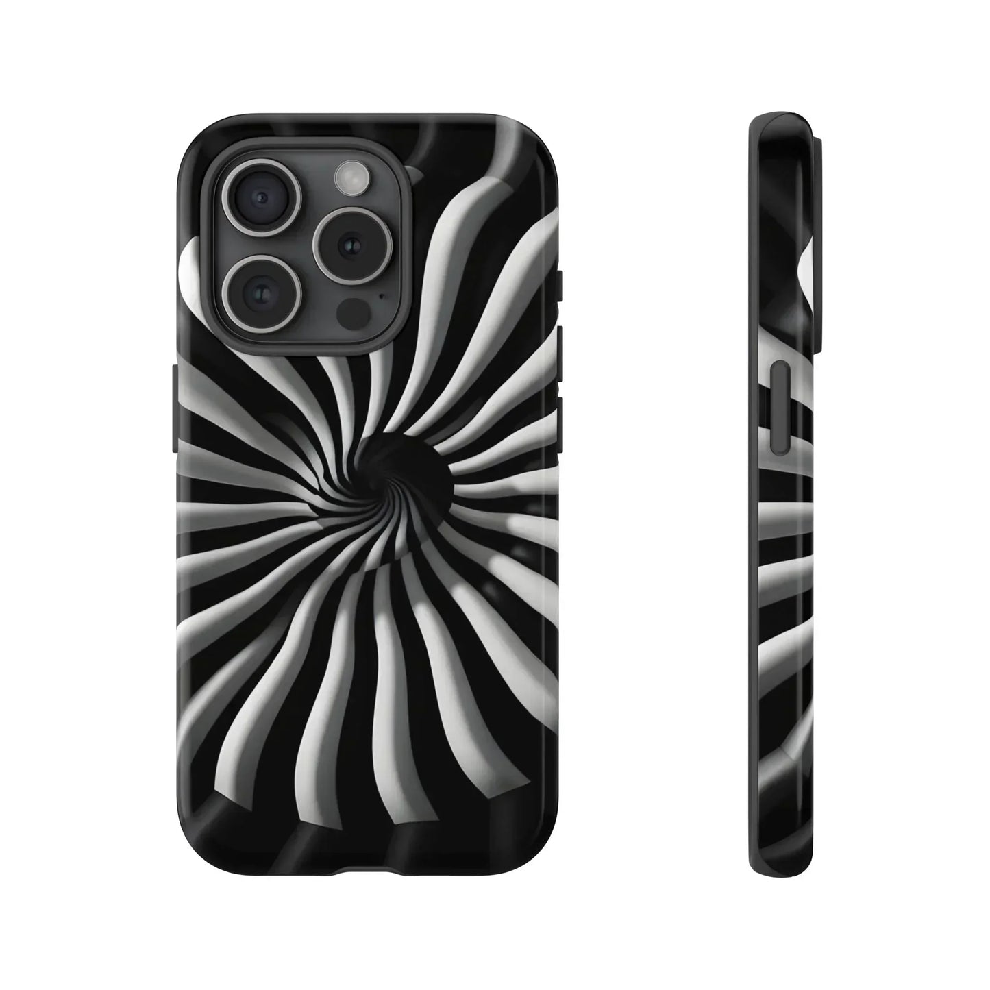 Hypnotic Black and White Spiral Phone Case for iPhone & Galaxy - KarArmDesign