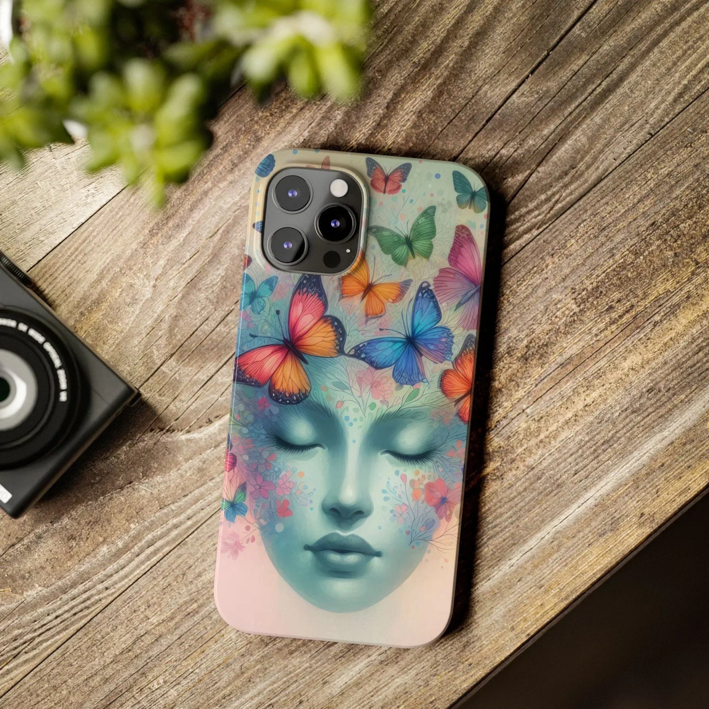 Butterfly Bloom Dreamy Woman with Closed Eyes Tough Phone Case for iPhone - KarArmDesign