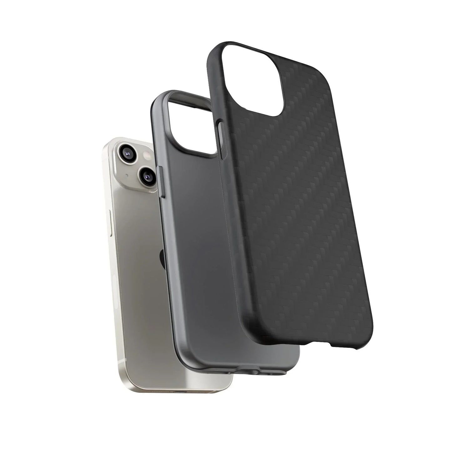 Black Carbon Phone Case Tough Case for iPhone 8-16 and Google Pixel up to 9 Models - KarArmDesign