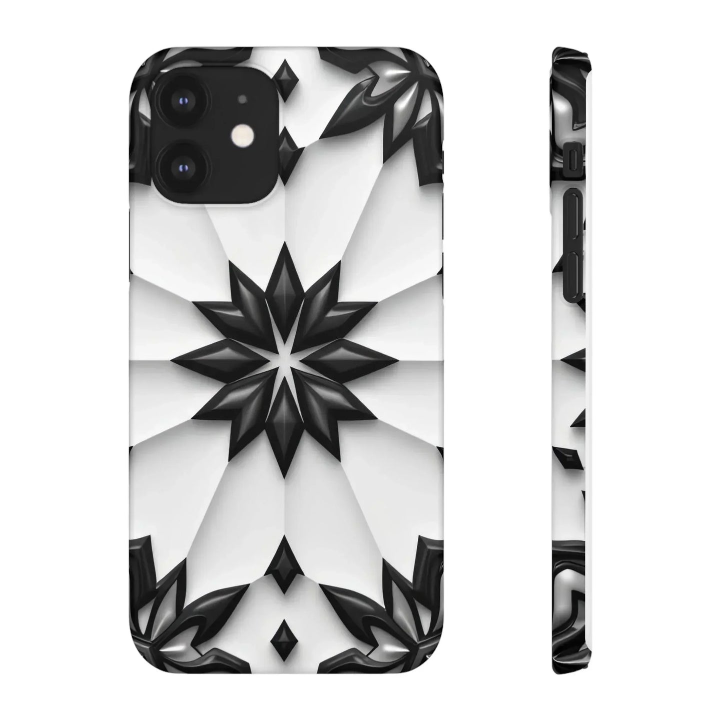Black and White Geometric Floral Phone Case for iPhone and Samsung Galaxy - KarArmDesign