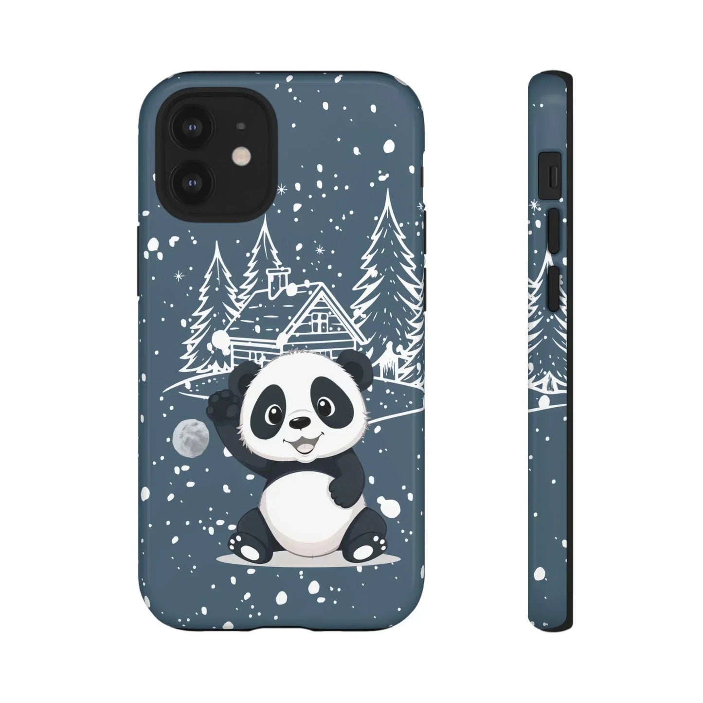 Cute Panda in a Winter Wonderland Phone Case for iPhone 8-16 Models - KarArmDesign