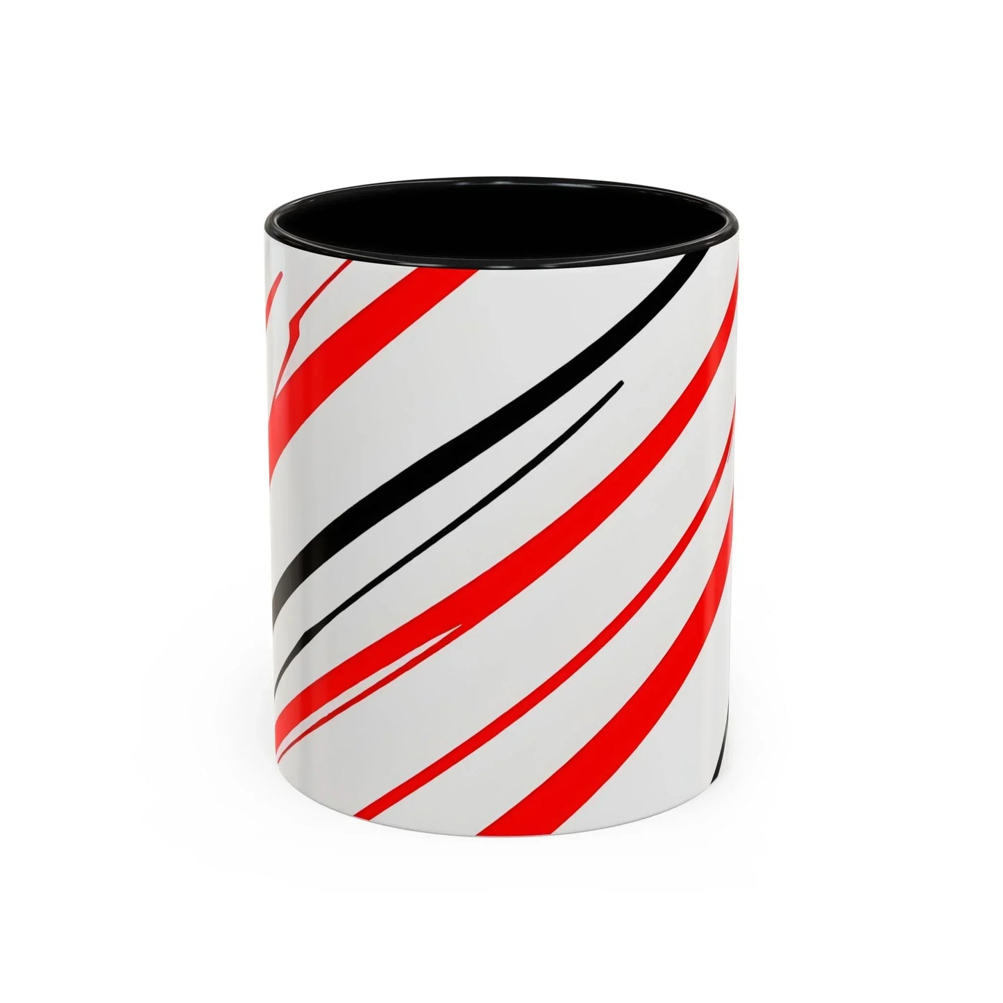 Bold Elegance – Red & Black Swirl Accent Coffee Mug - KarArmDesign