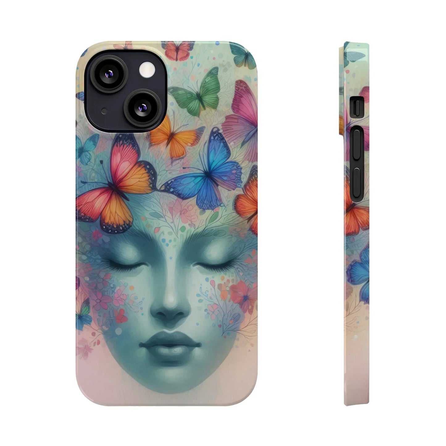Butterfly Bloom Dreamy Woman with Closed Eyes Tough Phone Case for iPhone - KarArmDesign