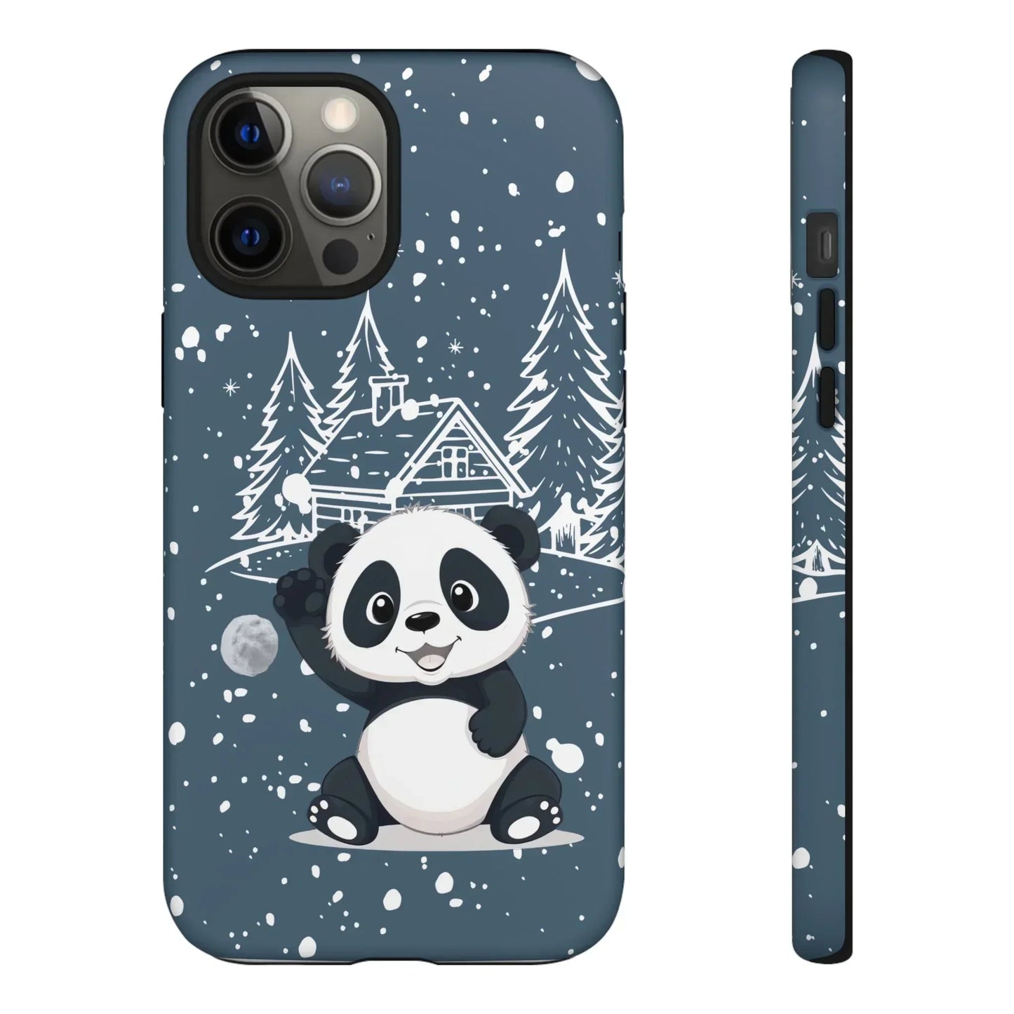 Cute Panda in a Winter Wonderland Phone Case for iPhone 8-16 Models - KarArmDesign