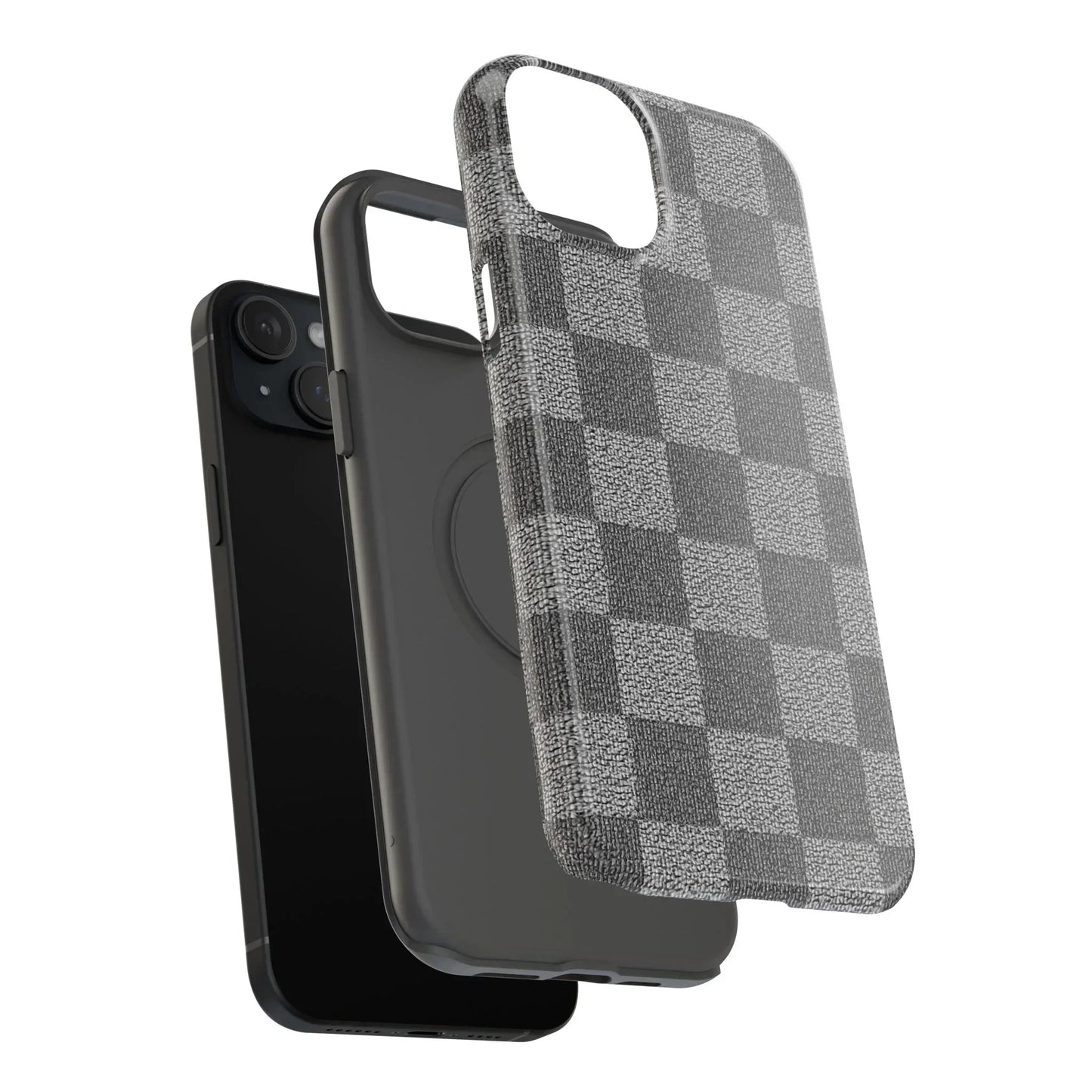 Gray Checkered Phone Case for iPhone 12-16 and Galaxy S21-S22 Models - KarArmDesign
