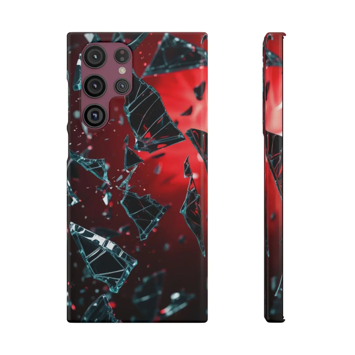 "Crimson Impact" Realistic Glass Shard Snap Phone Case for iPhone 7-16 and Samsung Galaxy S10-S24 Models - KarArmDesign