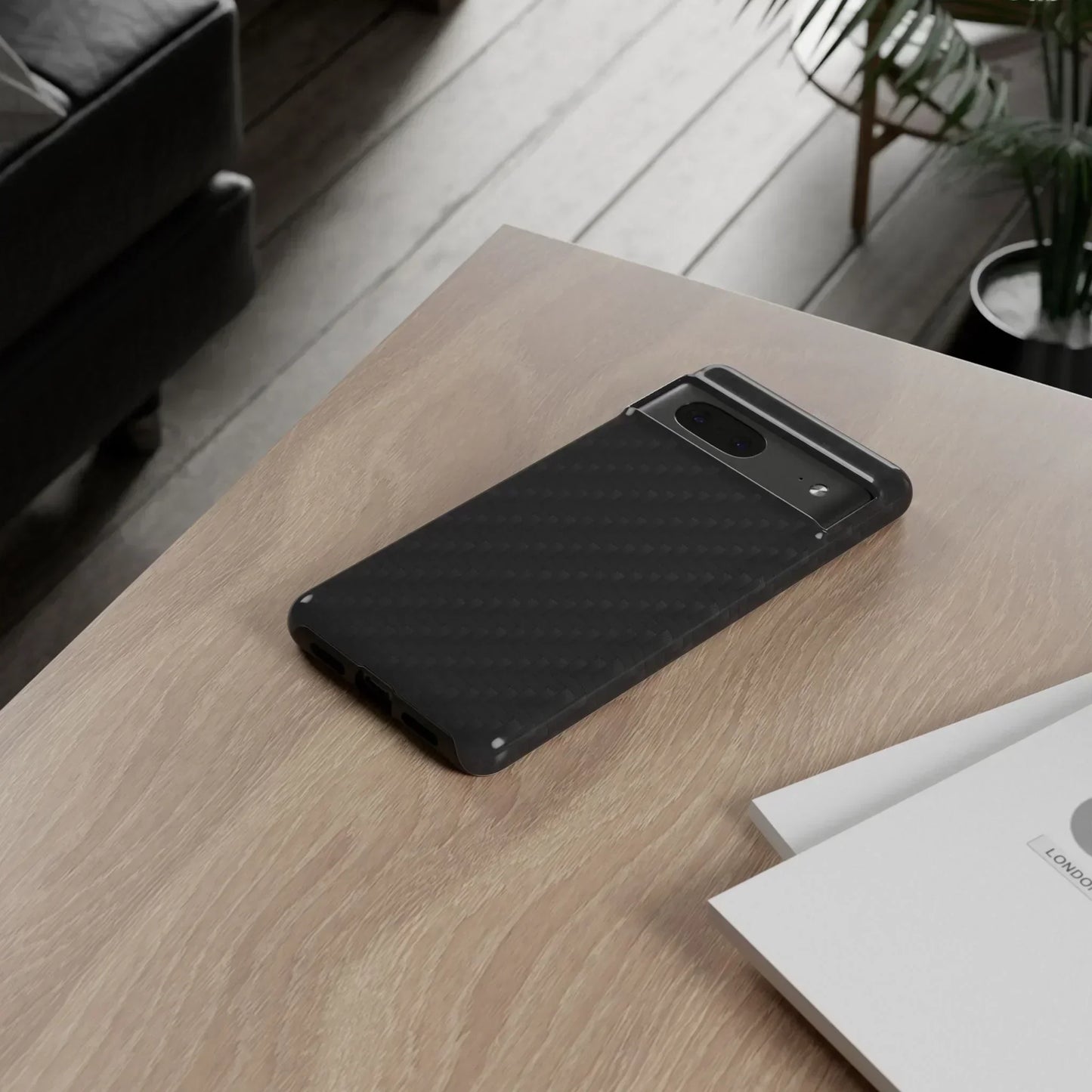 Black Carbon Phone Case Tough Case for iPhone 8-16 and Google Pixel up to 9 Models - KarArmDesign