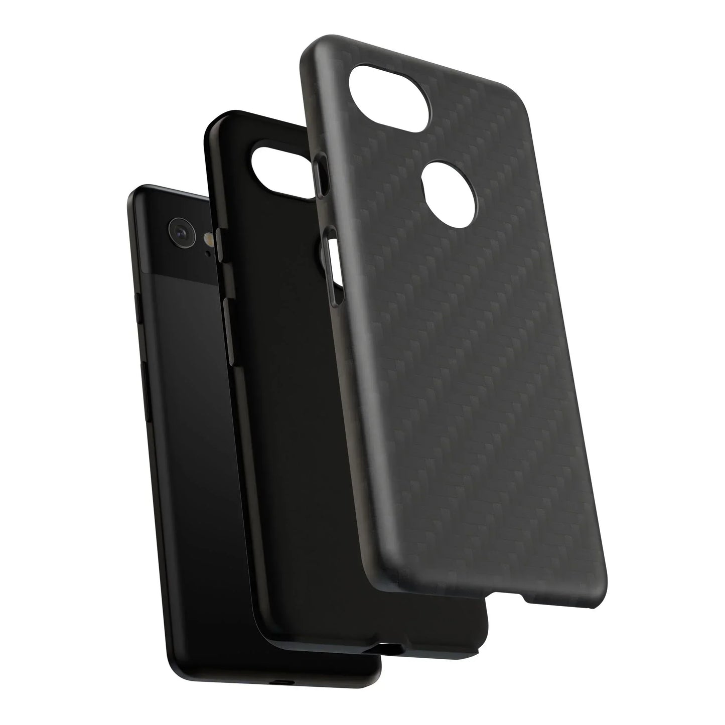 Black Carbon Phone Case Tough Case for iPhone 8-16 and Google Pixel up to 9 Models - KarArmDesign