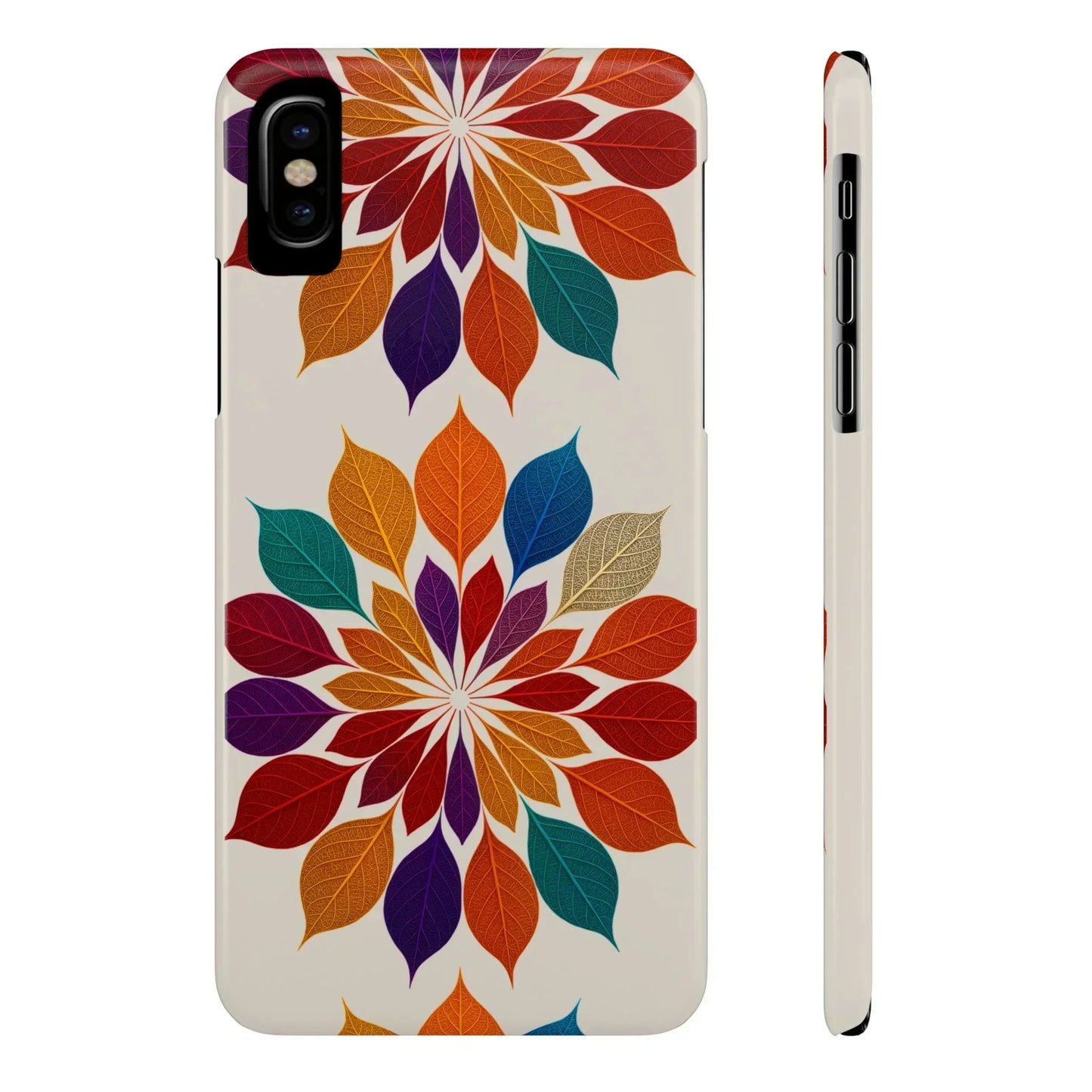 Leaf Mandala Botanical Burst Design Slim Phone Case for iPhone 7-16 Models - KarArmDesign