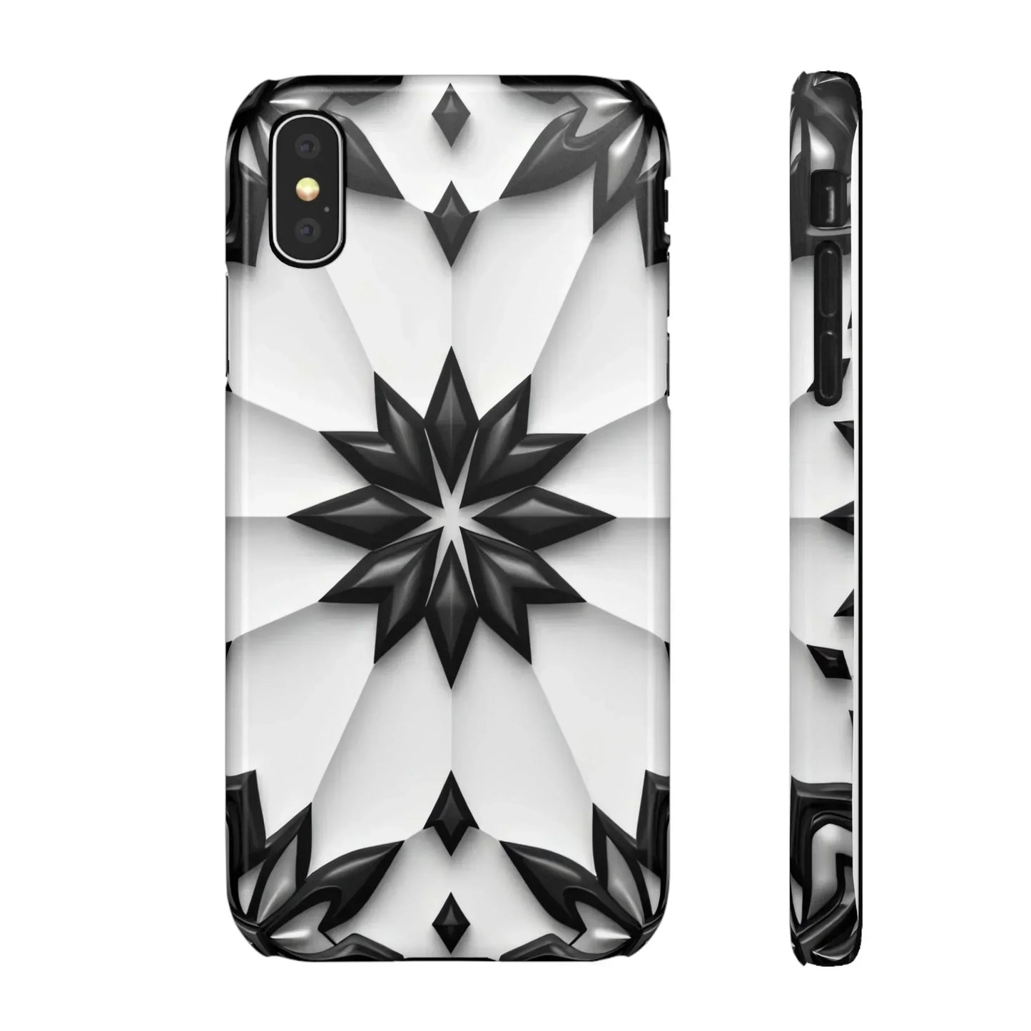 Black and White Geometric Floral Phone Case for iPhone and Samsung Galaxy - KarArmDesign