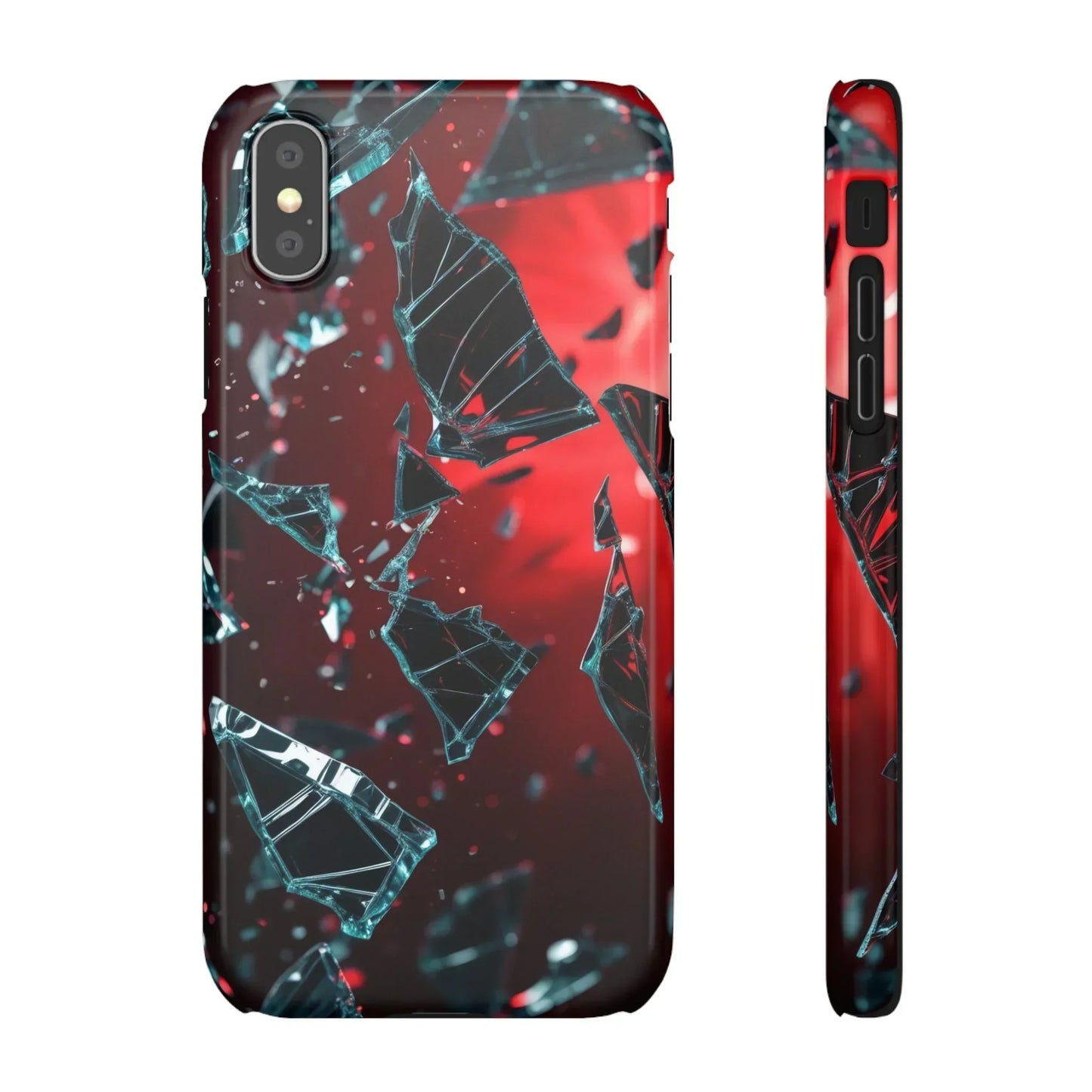 "Crimson Impact" Realistic Glass Shard Snap Phone Case for iPhone 7-16 and Samsung Galaxy S10-S24 Models - KarArmDesign