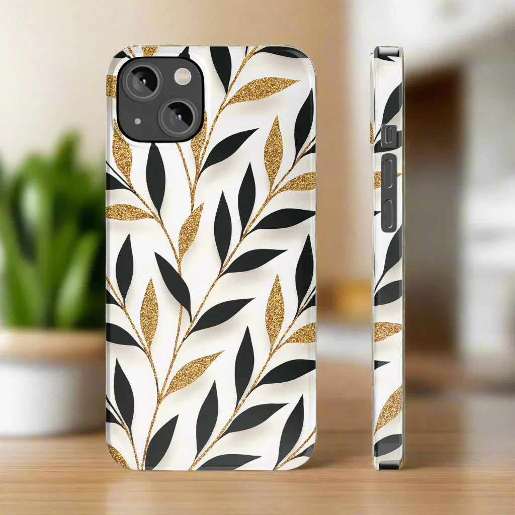 Botanical Gold Leaf Phone Case for iPhone 7-16 Models - KarArmDesign